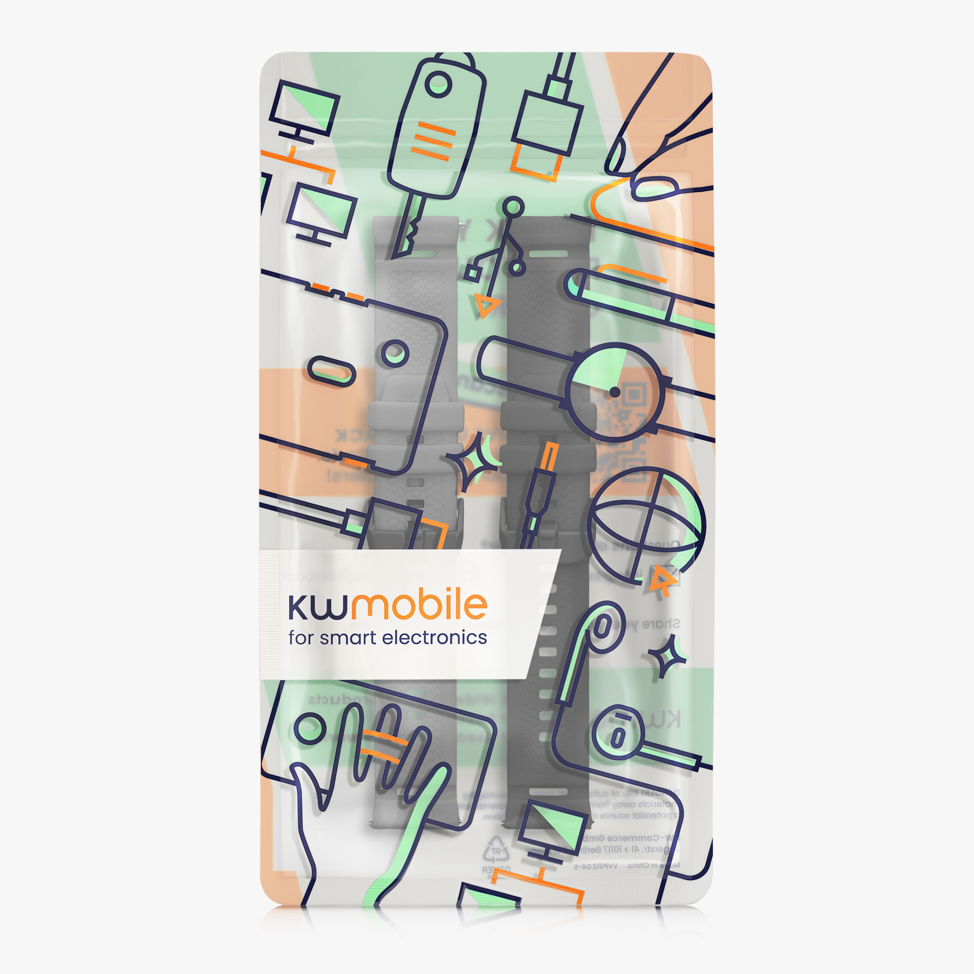 2 ks Řemínek na chytré hodinky Ticwatch Pro 5 Enduro / Pro 5 / Atlas / iTouch Air 3 kwmobile - černá/tmavě šedá