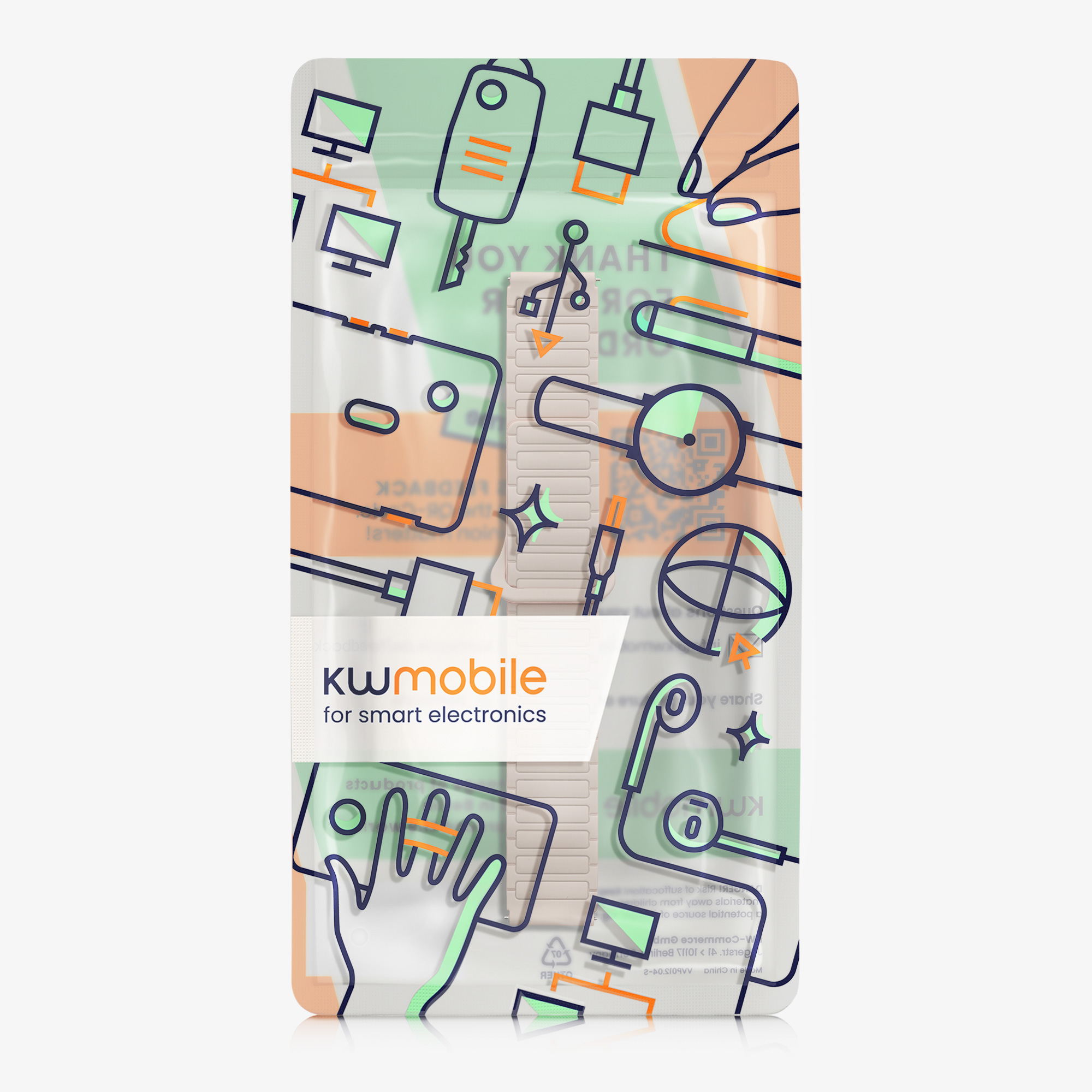 Řemínek na hodinky kwmobile silikonový pro CMF Watch Pro 2 / Watch Pro 1, béžová / oranžová