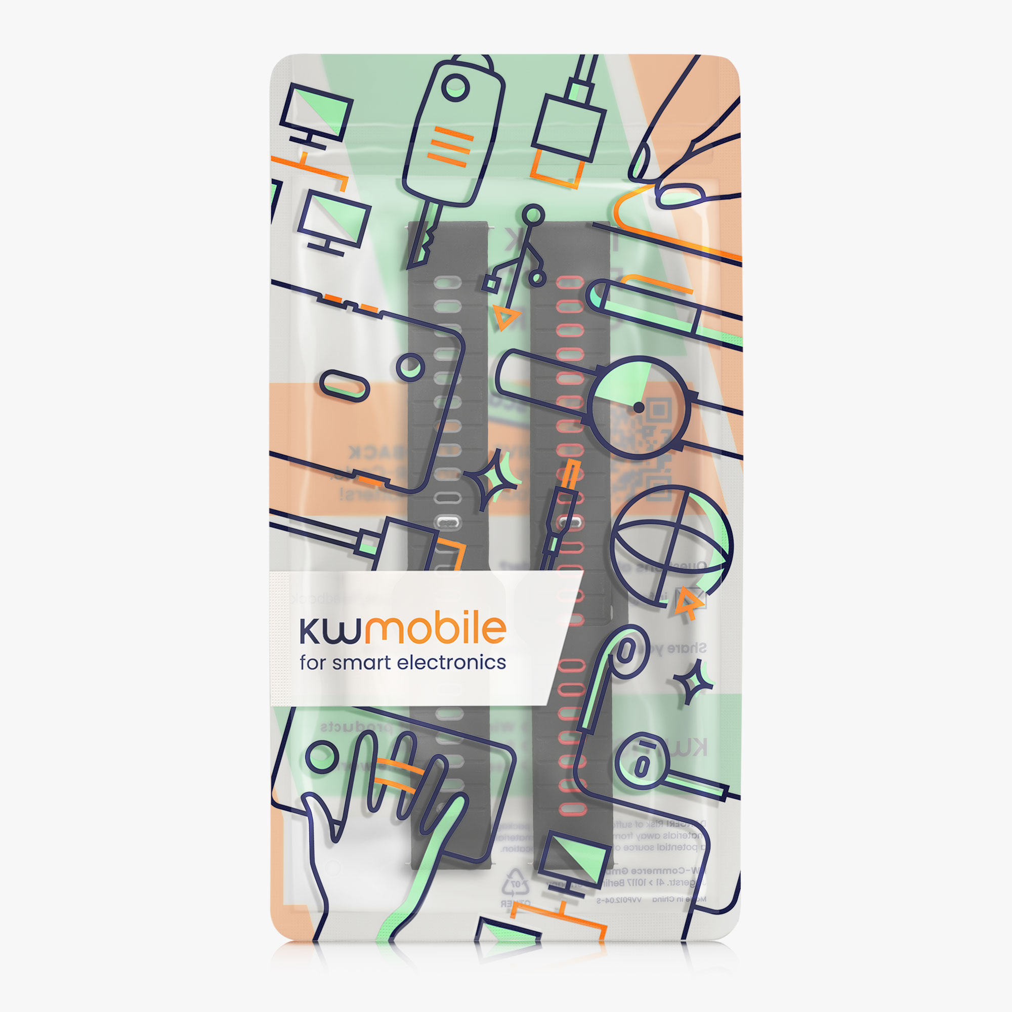 Řemínek kwmobile pro Garmin vivoactive 6 / vivomove Trend / Forerunner 55 - 2 ks, černá / červená / černá / šedá