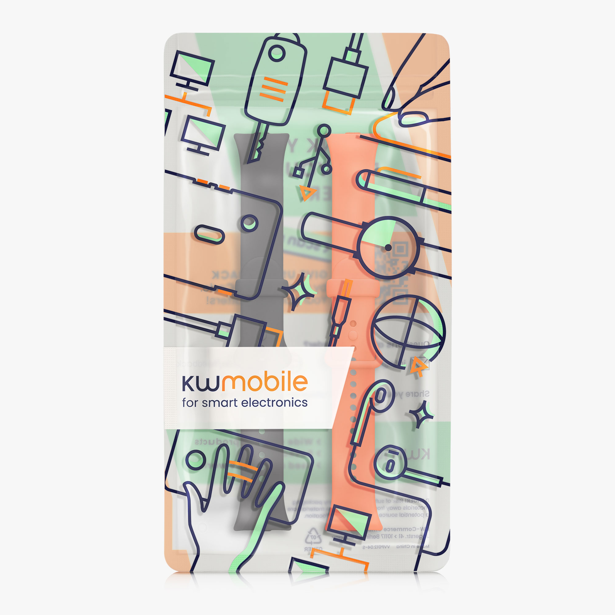 2x Řemínek Xiaomi Smart Band 8 Pro / Smart Band 9 Pro kwmobile - černá / oranžová