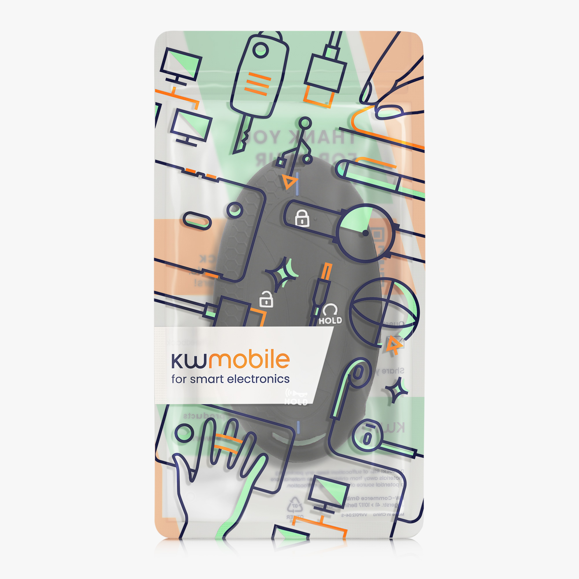 Pouzdro na klíč od auta kwmobile pro Hyundai 7-Button Ioniq 6 Grandeur GN7… - černá / modrá