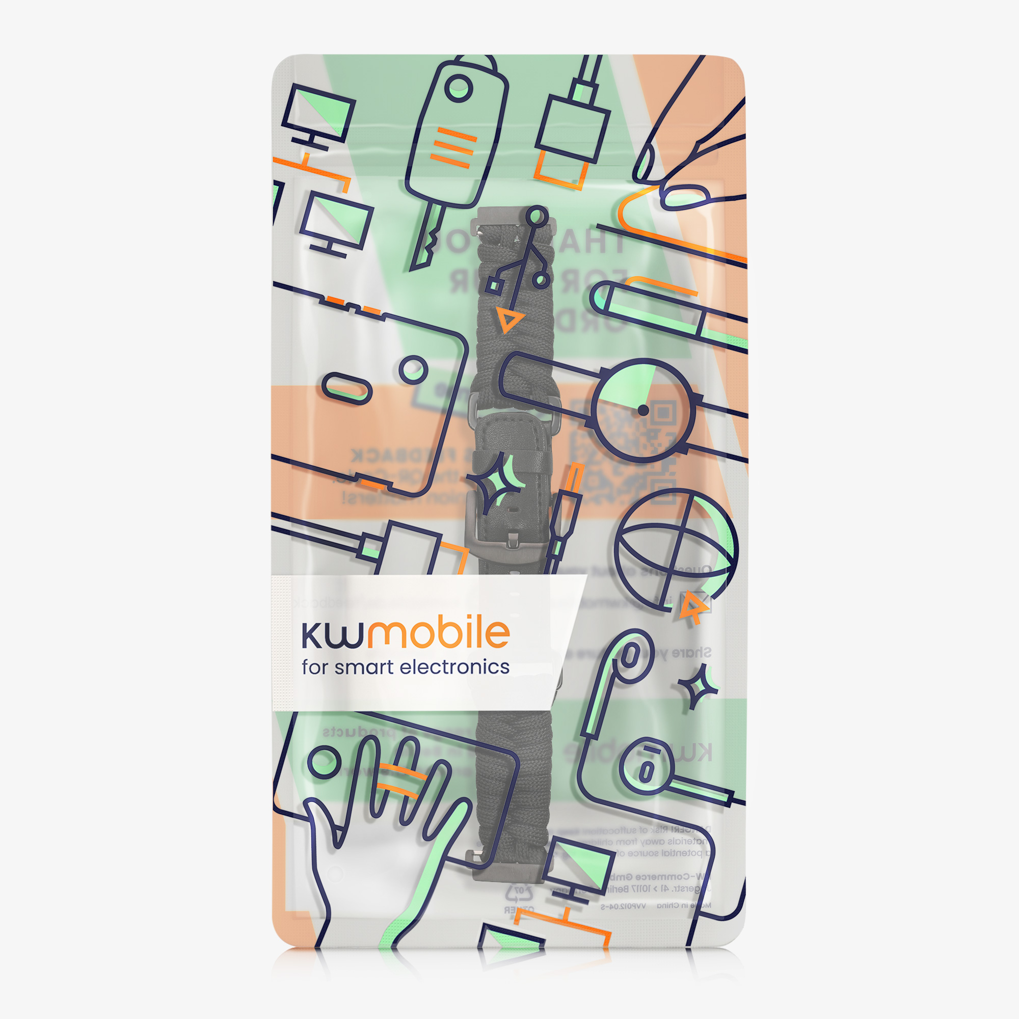 Řemínek Garmin Forerunner 55 / 158 / 2 kwmobile nylon 1 ks černá