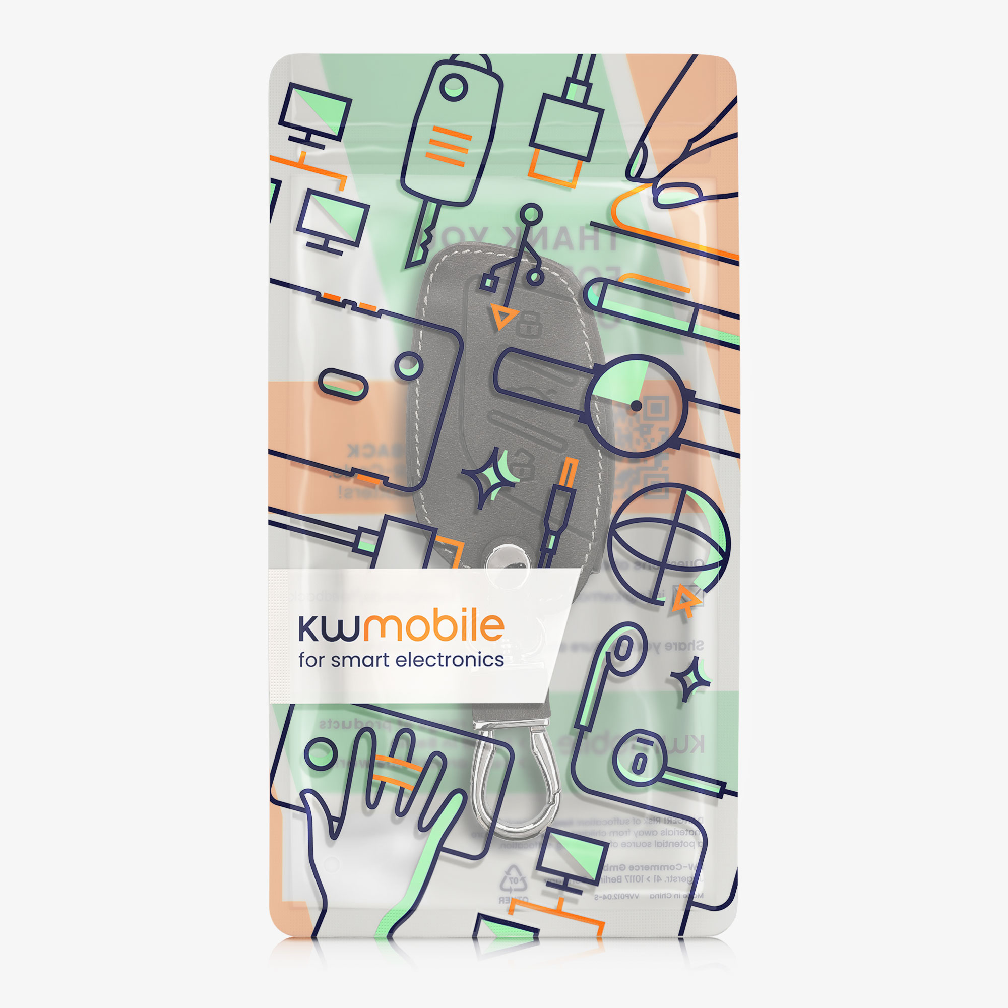 Pouzdro na klíč od auta kwmobile MG 3 tlačítka ZS/MG4/MG5/MG6, tmavě šedá