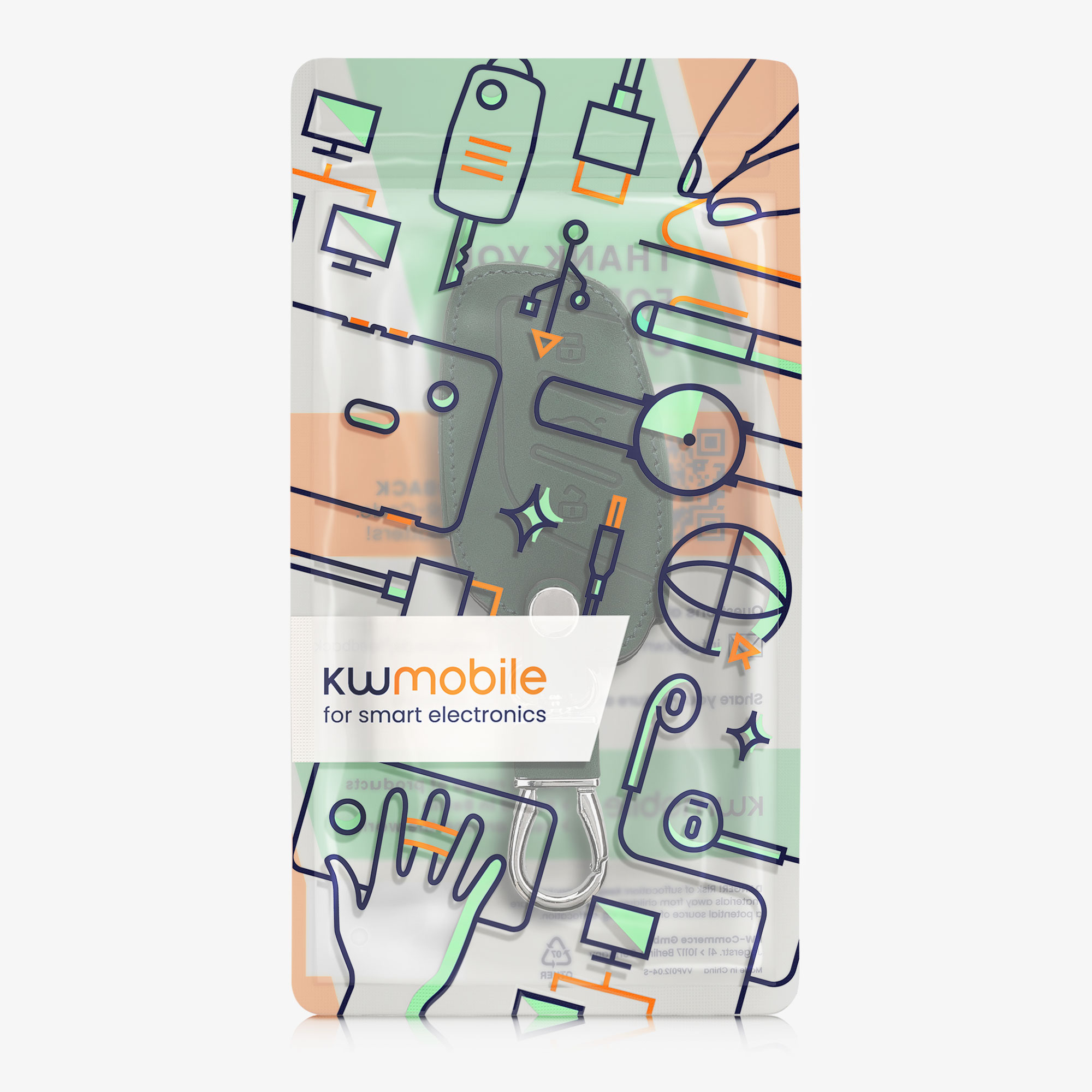 Pouzdro na klíč od auta kwmobile MG 3 tlačítka ZS/MG4/MG5/MG6, tmavě zelená