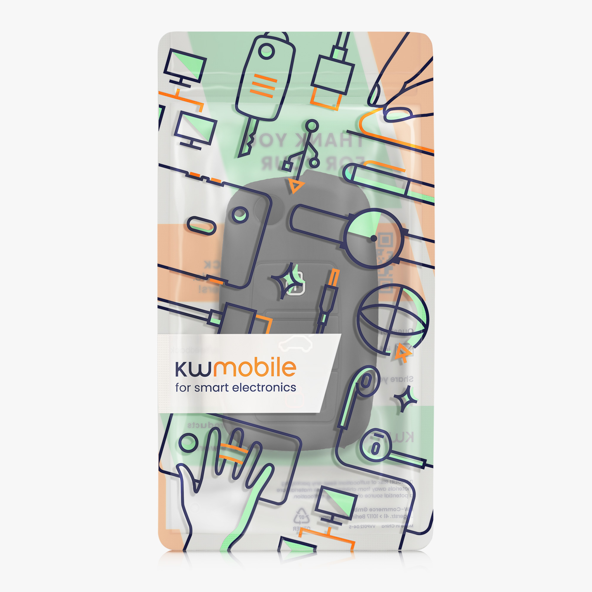 Pouzdro na klíč od auta kwmobile pro VW / Škoda / SEAT 3 tlačítkový klíč - matně černá