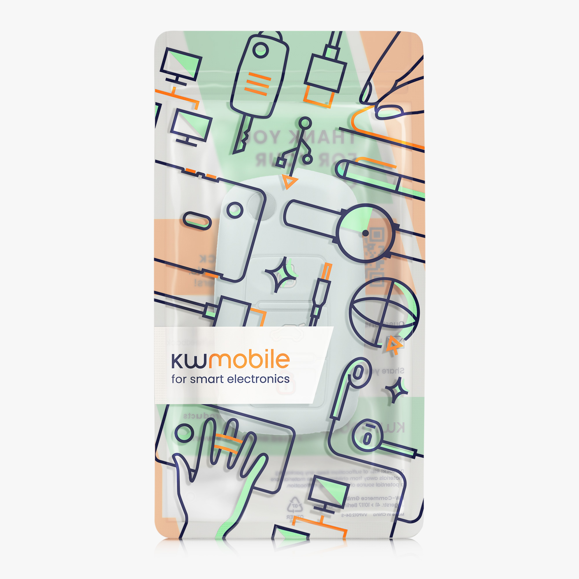 Pouzdro na klíč od auta kwmobile pro VW / Škoda / SEAT 3 tlačítkový klíč - mintová