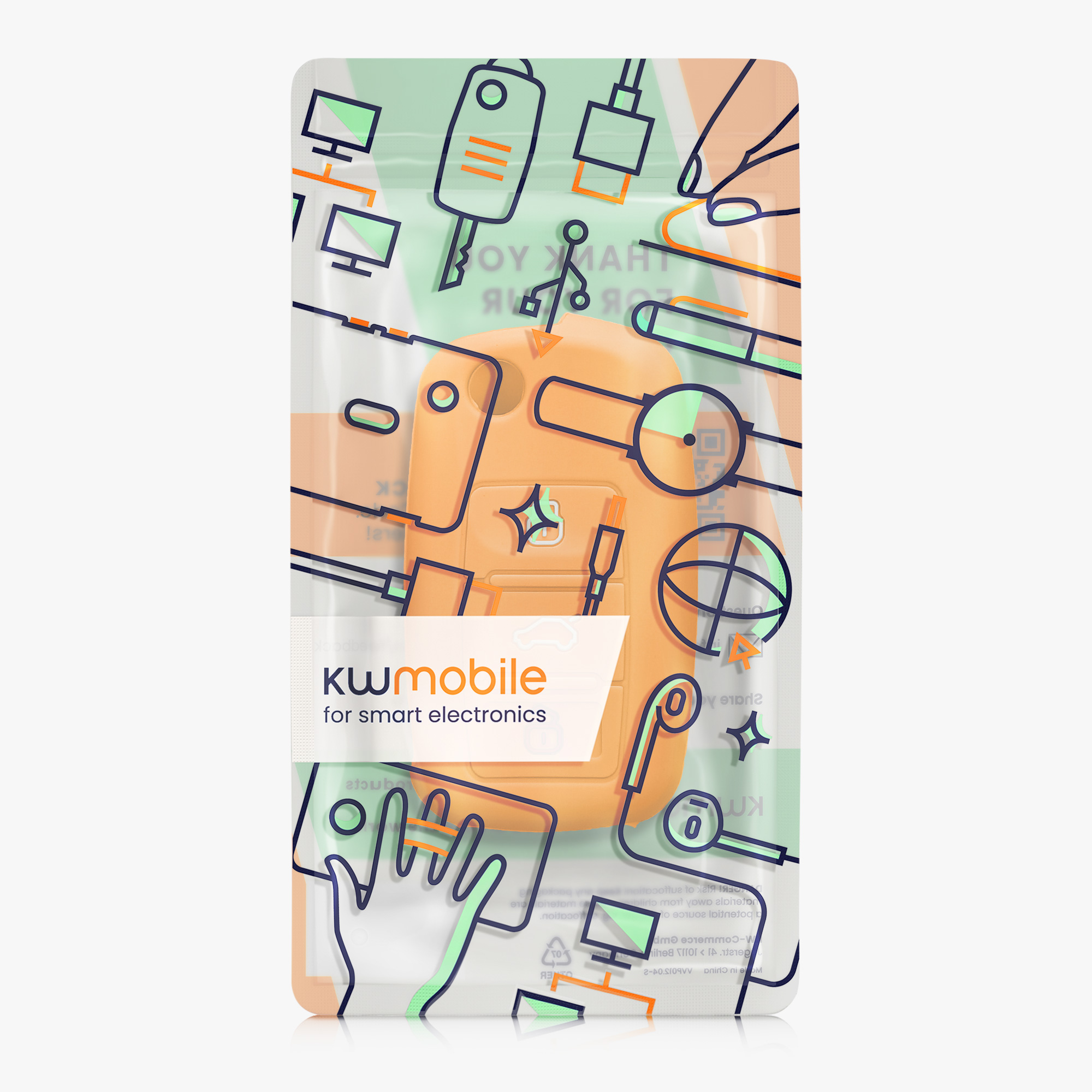 Pouzdro na klíč od auta kwmobile pro VW / Škoda / SEAT 3 tlačítkový klíč - ovocná oranžová