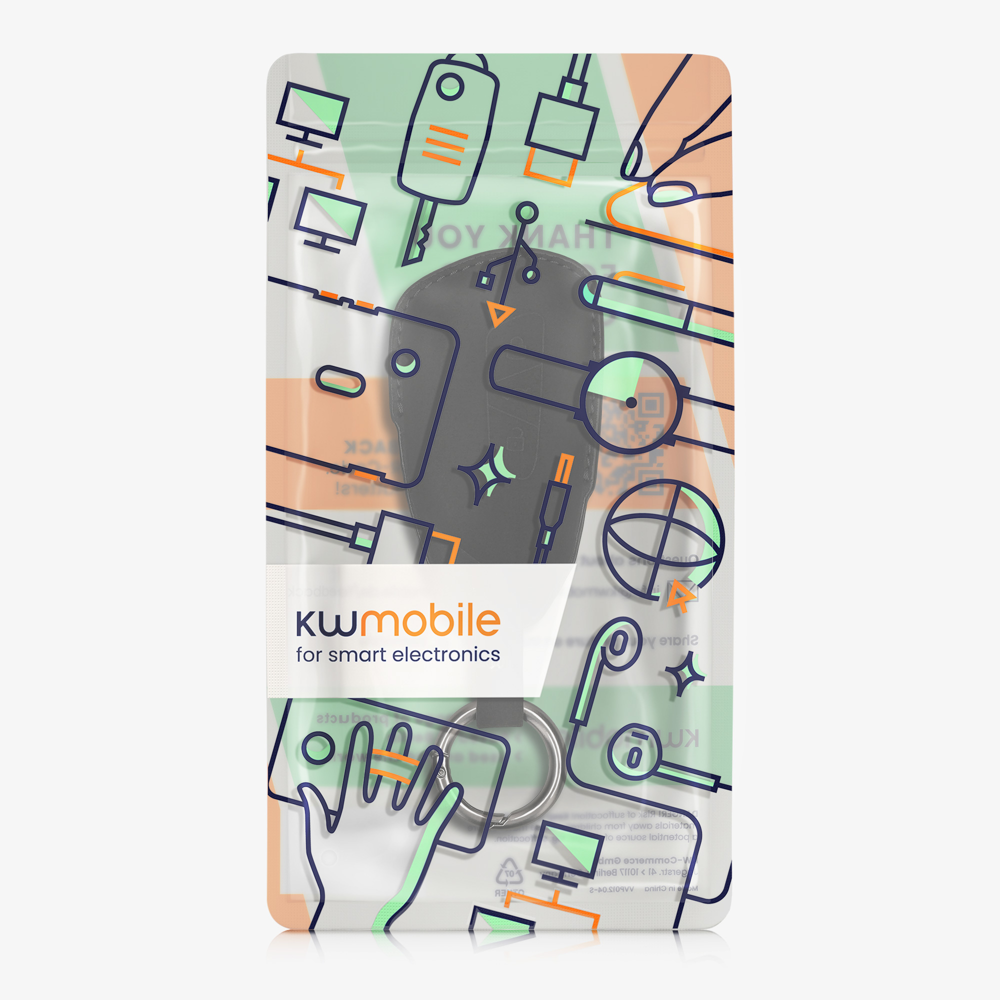 Pouzdro na klíč od auta kwmobile pro VW Golf 8, ID.3/ID.4/ID.5/ID.7, Seat/Škoda/Cupra - matně černá