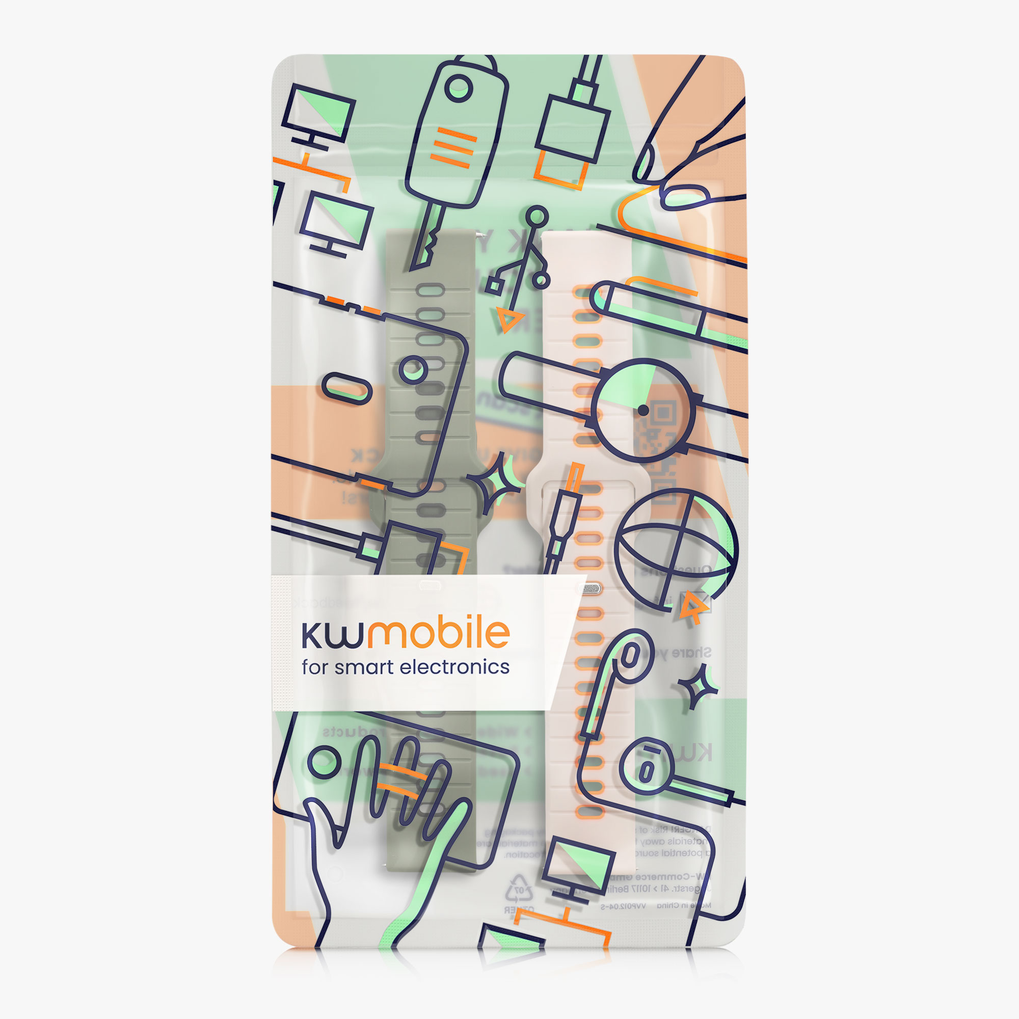 Řemínek 22mm Amazfit Bip 6/Bip 5 Unity/Bip 5/GTS 3/Balance 2... 22mm kwmobile TPU tmavě zelený/černý/bílý/oranžový