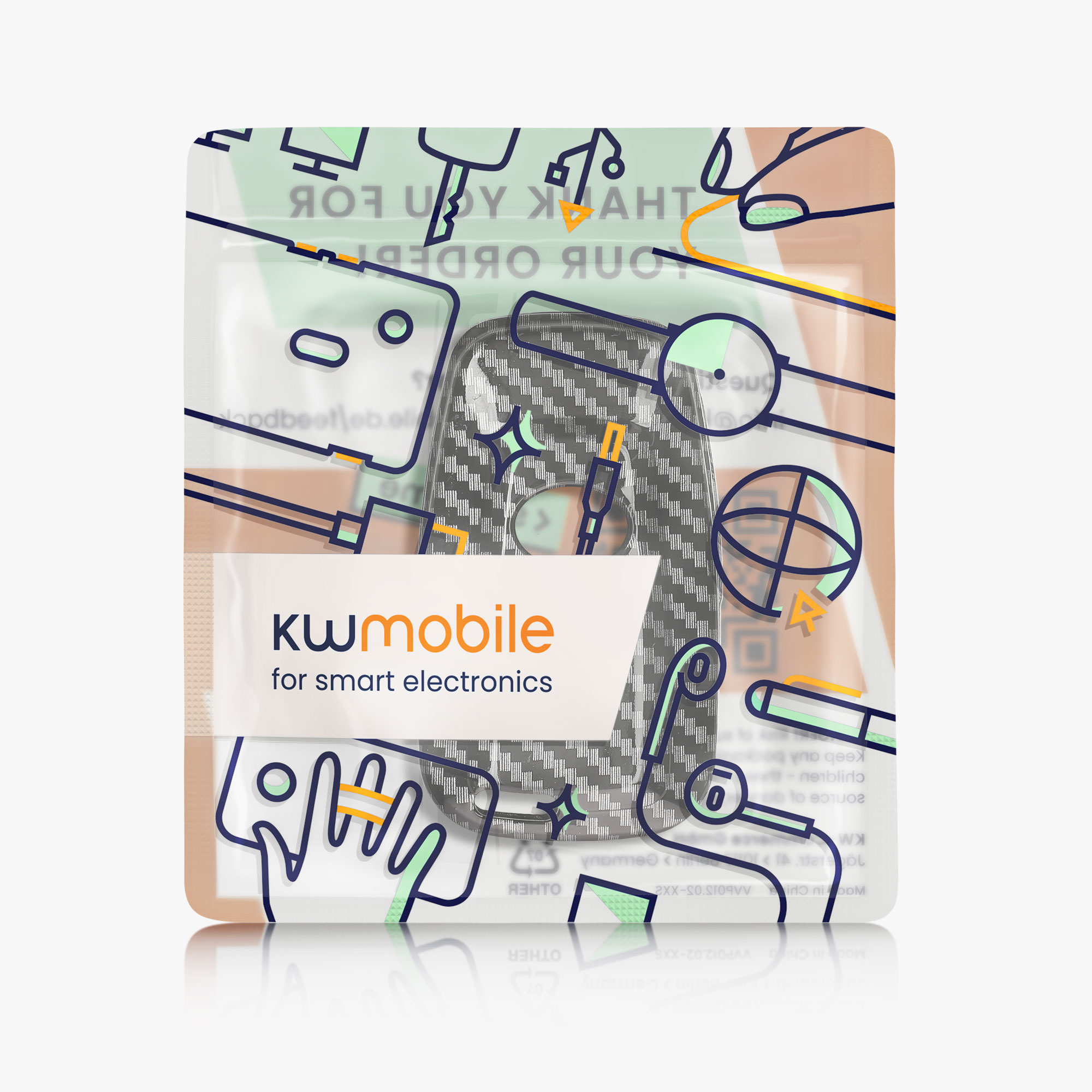 Pouzdro na klíč od auta Toyota 2 Button Car Key Smart Key kwmobile - karbonově černá