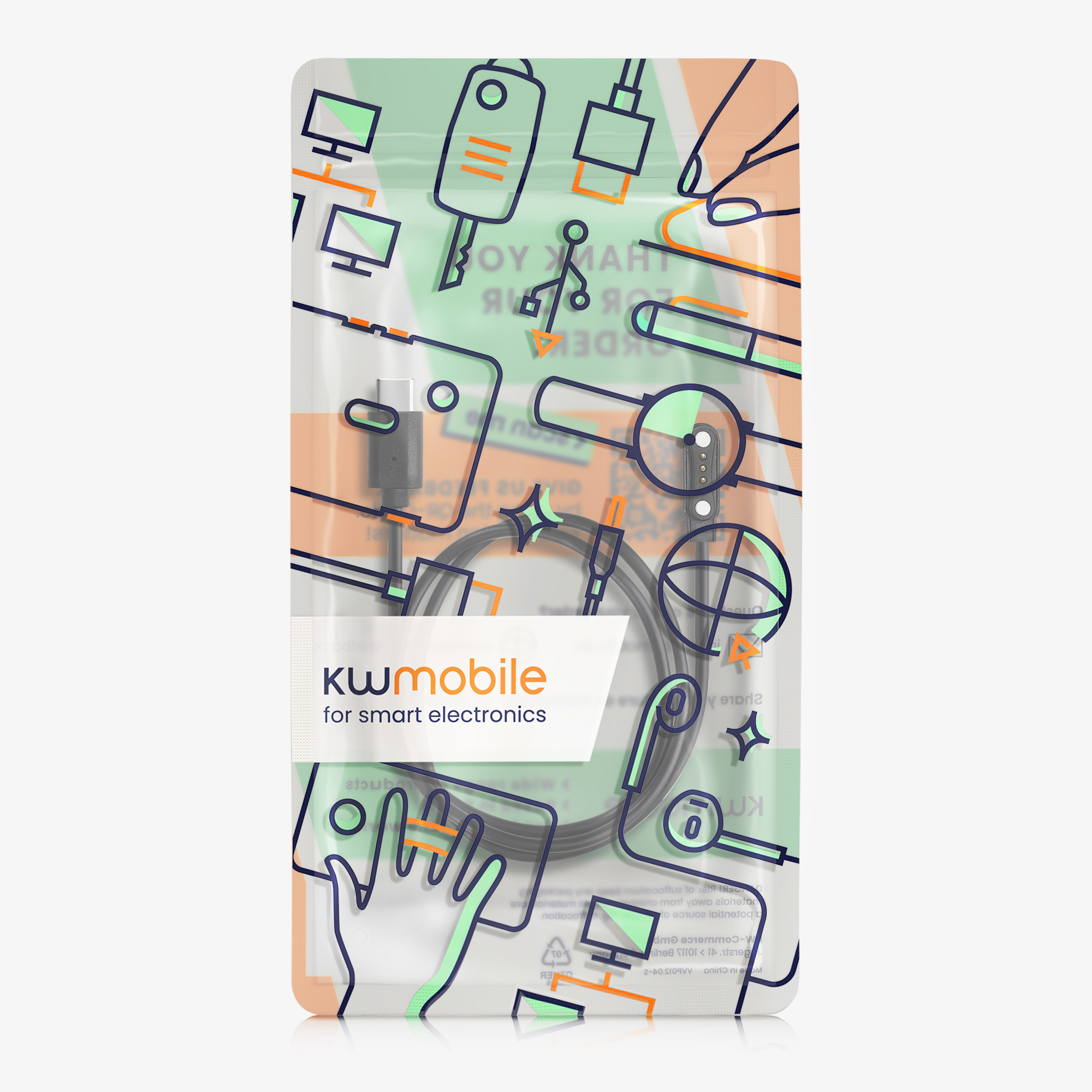 Nabíjecí kabel kwmobile pro PLAUD Note AI Voice Recoder Charge Cable, černá
