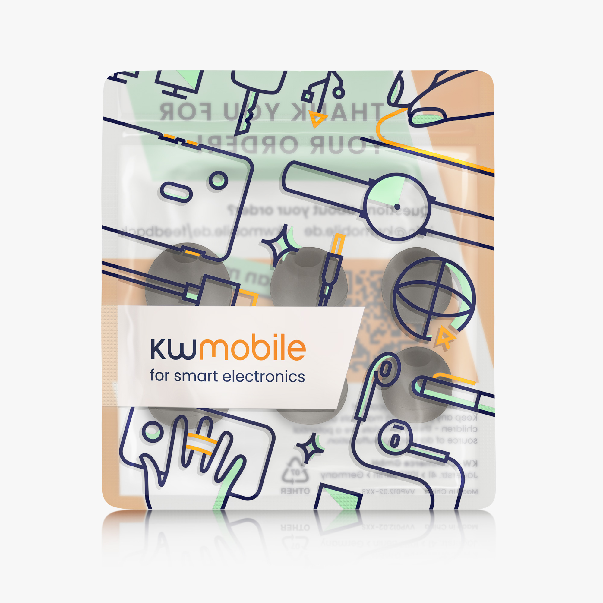 Náhradní špunty kwmobile pro Sony WF-C510, 3 velikosti, černá, 6 ks
