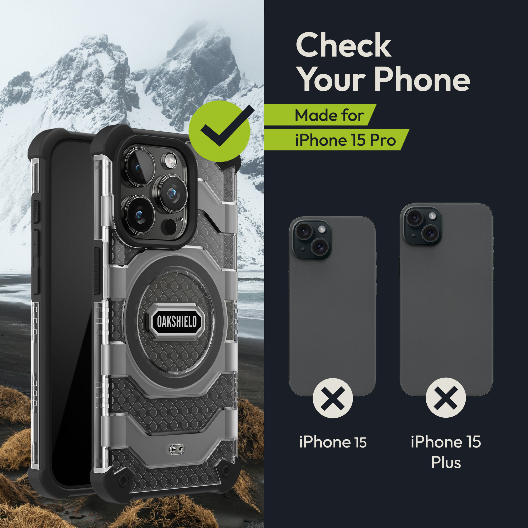 Magnetický kryt Oakshield pro iPhone 15 Pro - černá
