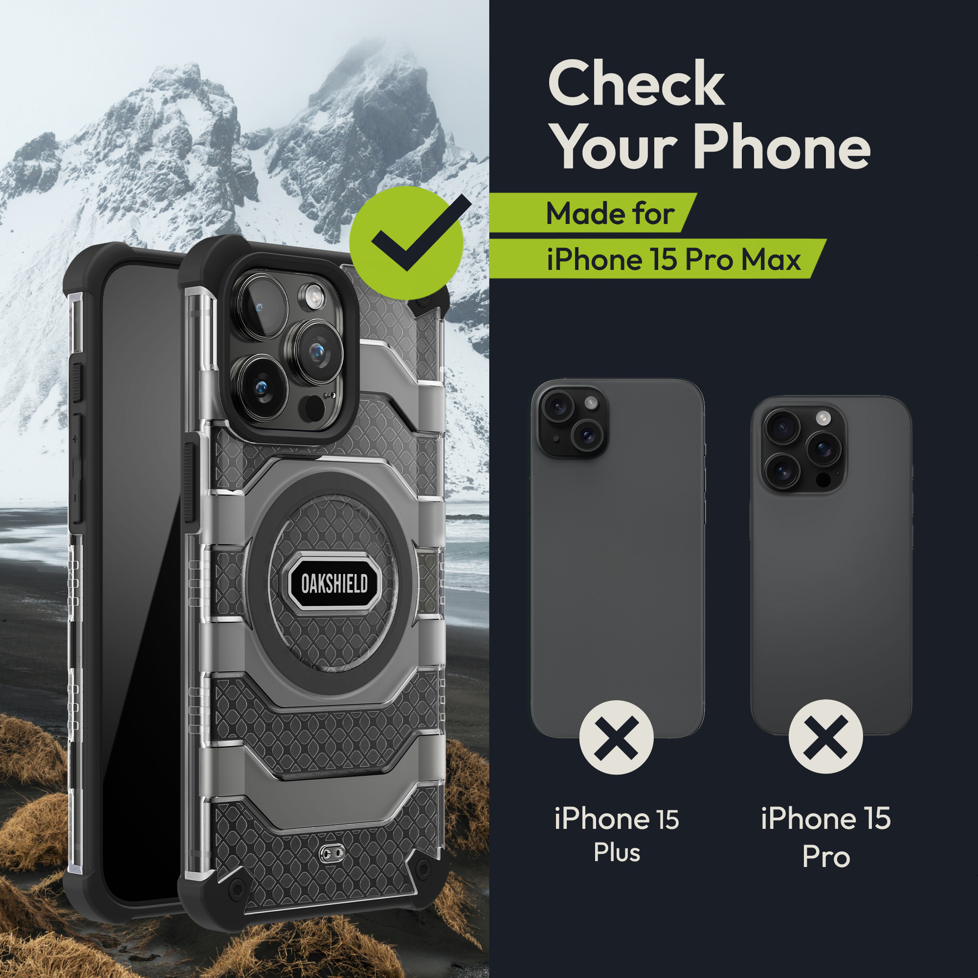 Magnetický kryt Oakshield pro iPhone 15 Pro Max - černá