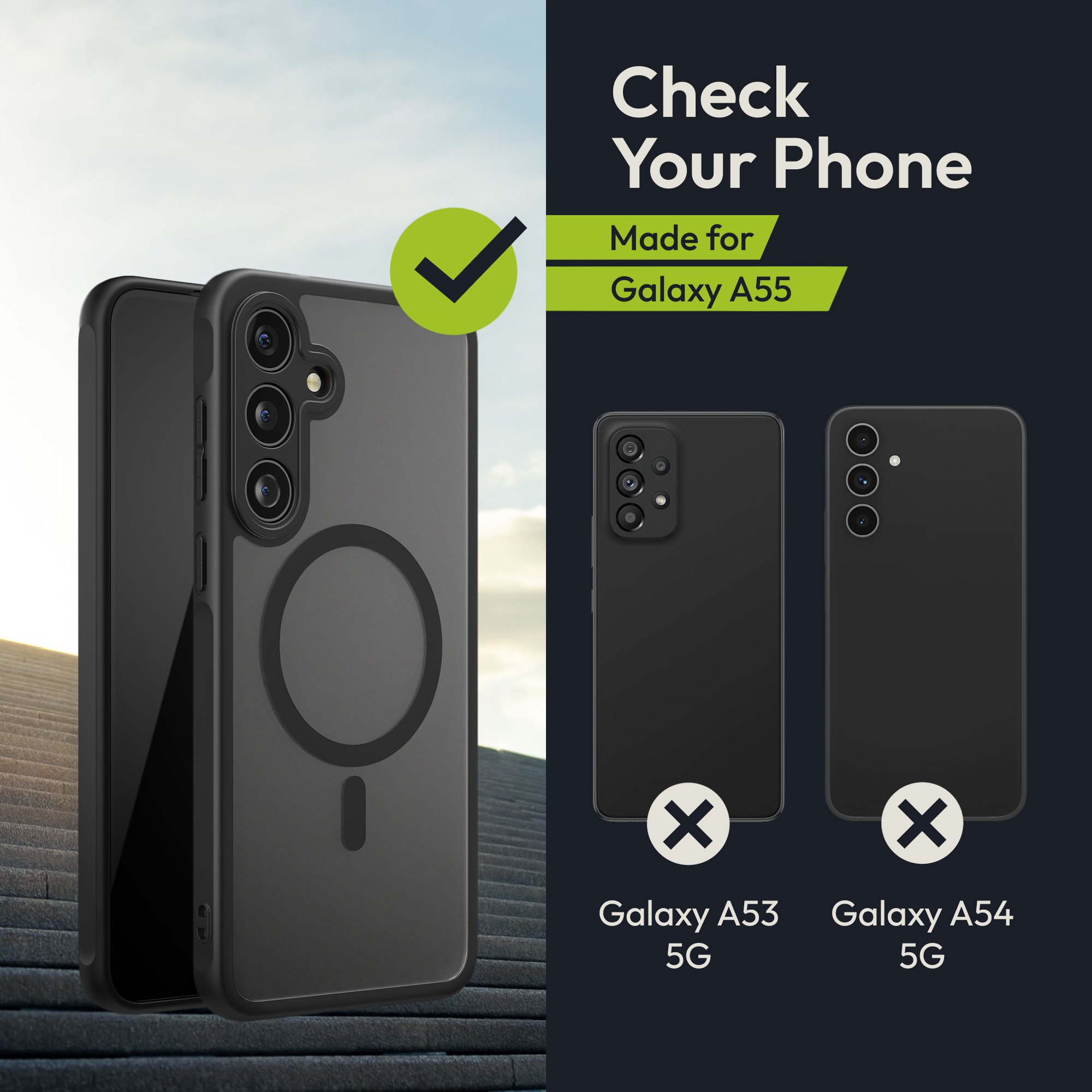 Kryt na mobil Samsung Galaxy A55 5G Oakshield TPU MagSafe ochrana kamery + ochranné sklo černý