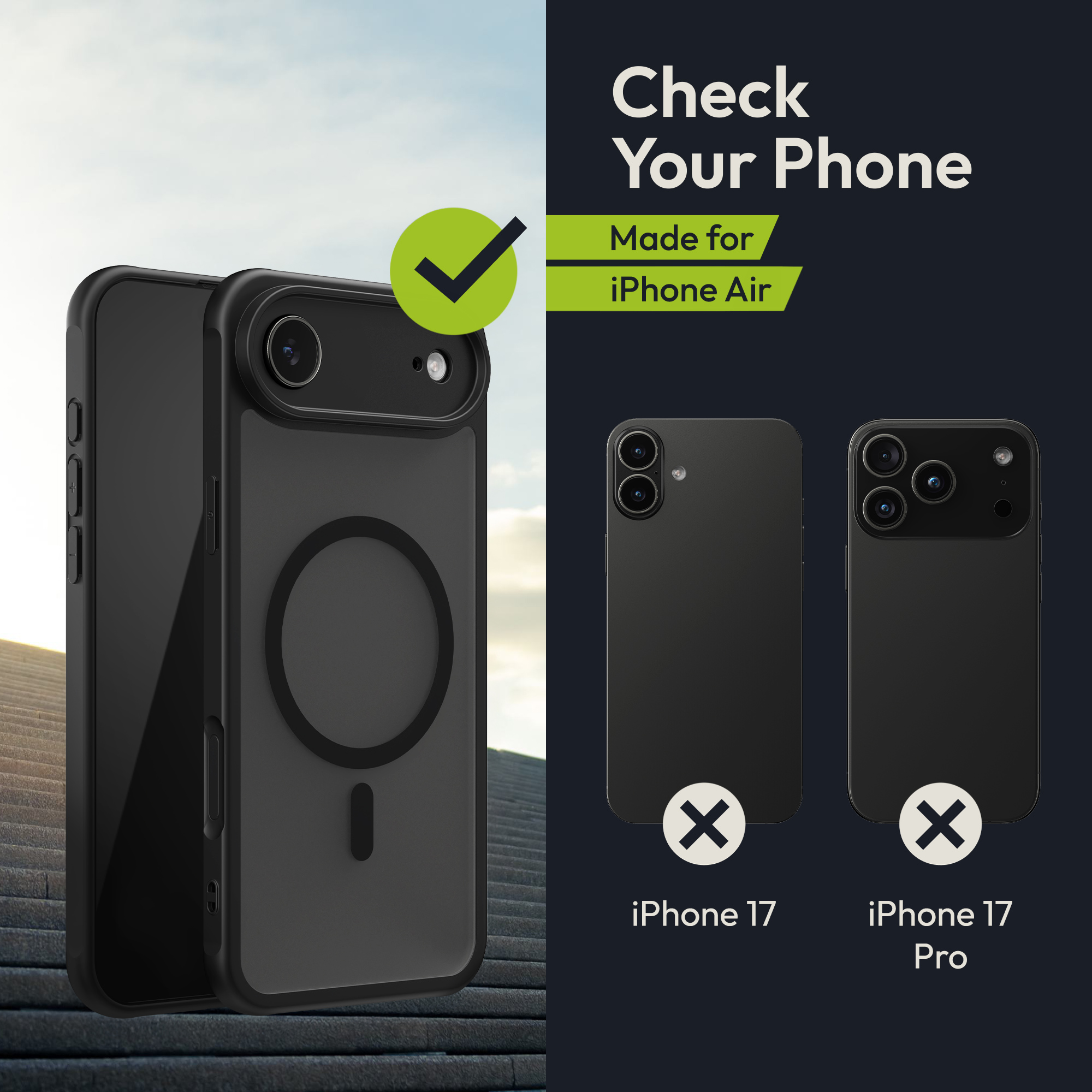 kwmobile Oakshield kryt pro Apple iPhone Air - TPU obal [pro Apple iPhone Air - [Shock- and Drop-Tested] - Camera Protection - [Glass Screen Protector] - černá