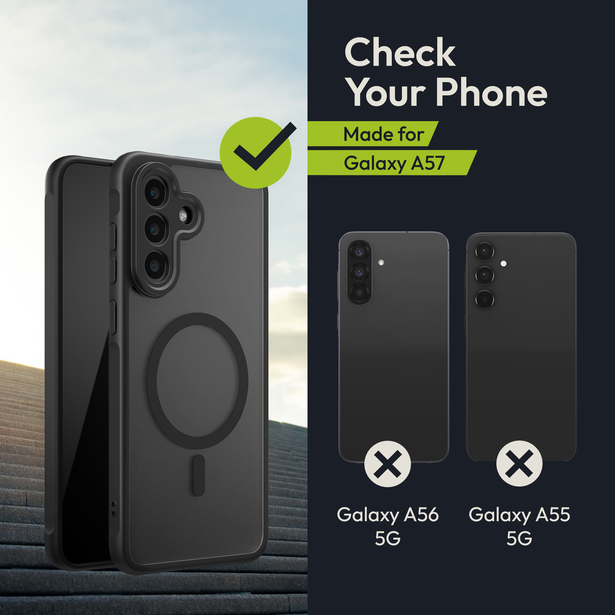Kryt na mobil Samsung Galaxy A57 5G Oakshield TPU MagSafe ochrana kamery + ochranné sklo černý