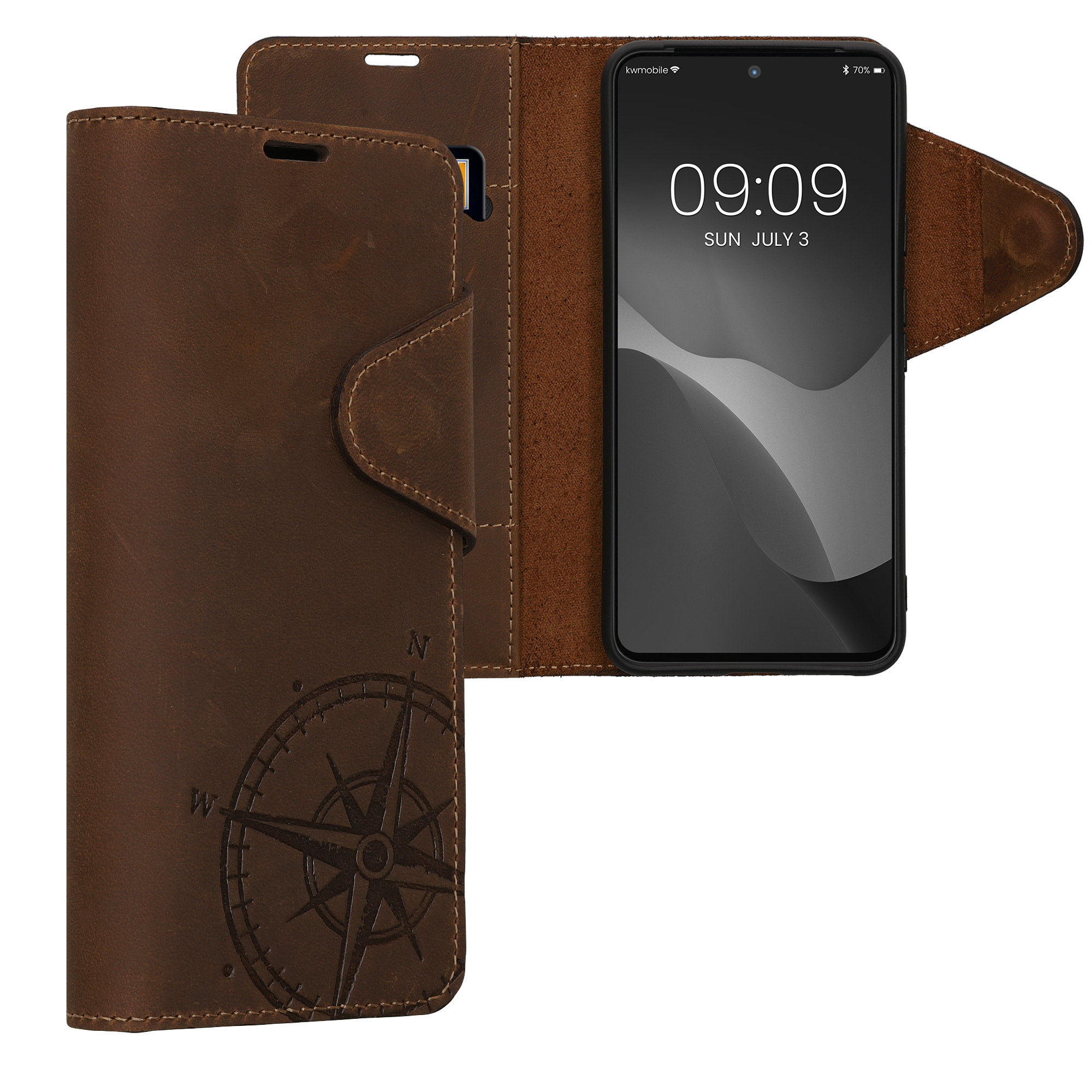 Flipové pouzdro kalibri pro Google Pixel 8 - hnědé Navigational Compass