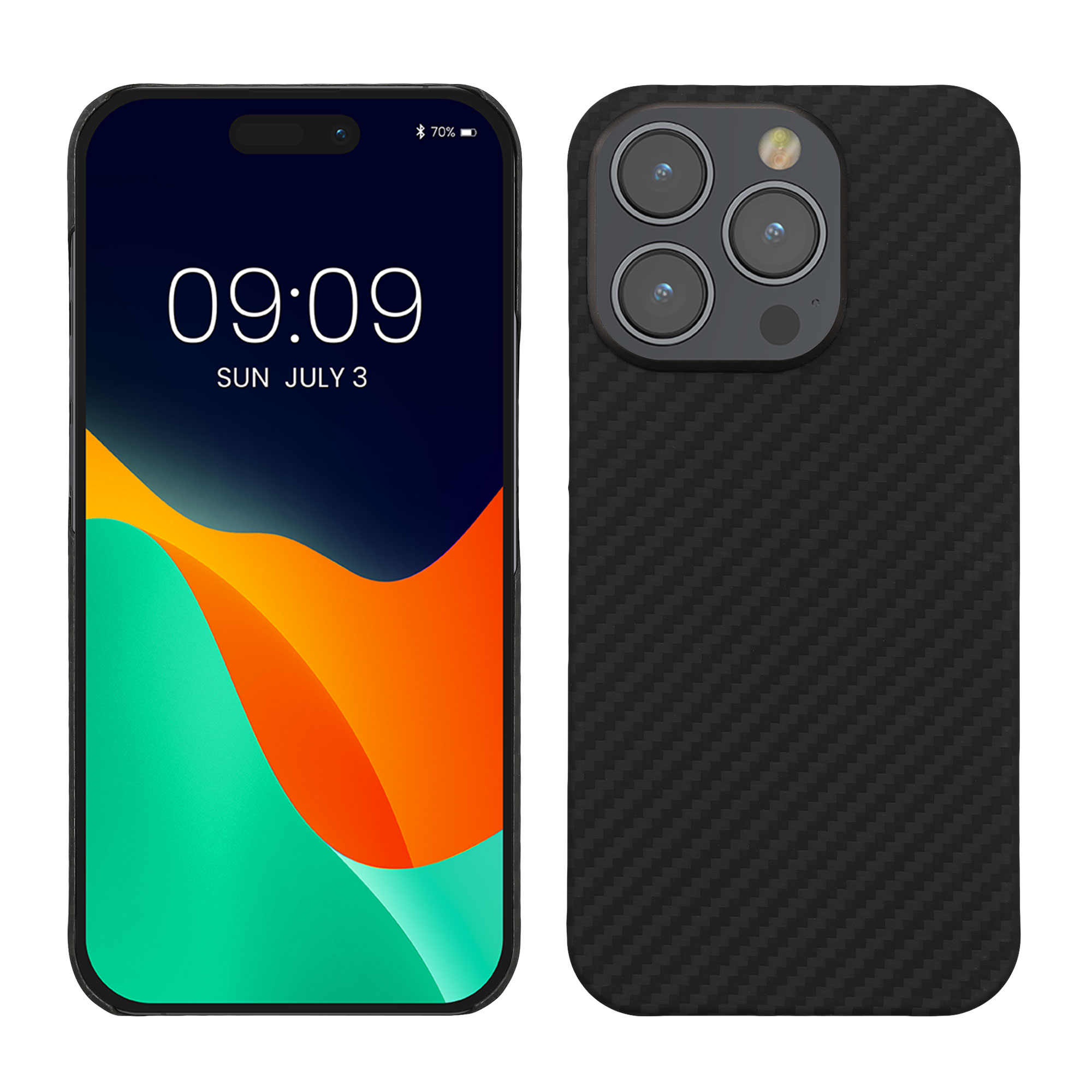 Pouzdro z aramidového vlákna pro Apple iPhone 15 Pro kalibri tenké - matná černá