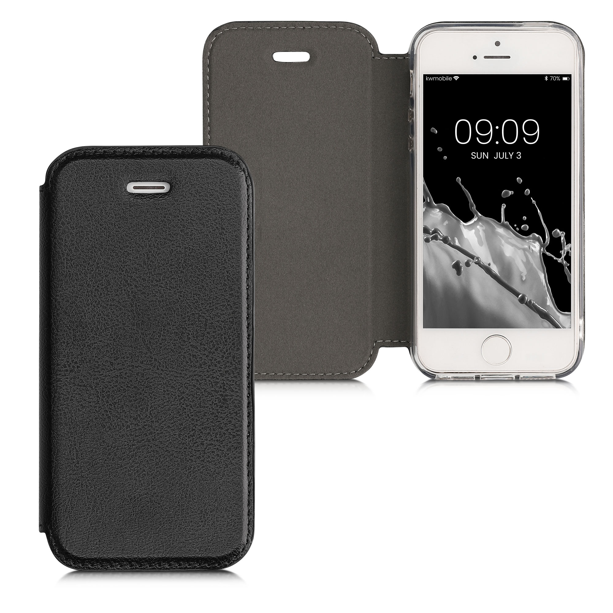 Flipové pouzdro kwmobile pro iPhone SE (1. generace 2016) / iPhone 5 / iPhone 5S - černá