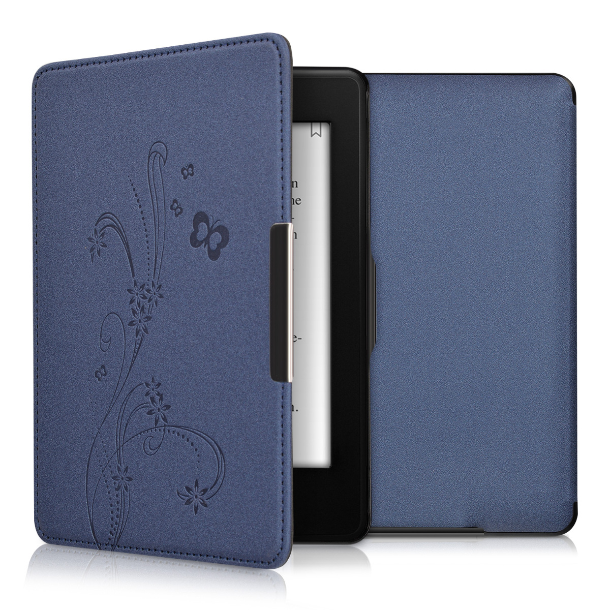 Pouzdro na čtečku kwmobile Kindle Paperwhite - Butterfly Tendril - tmavě modrá