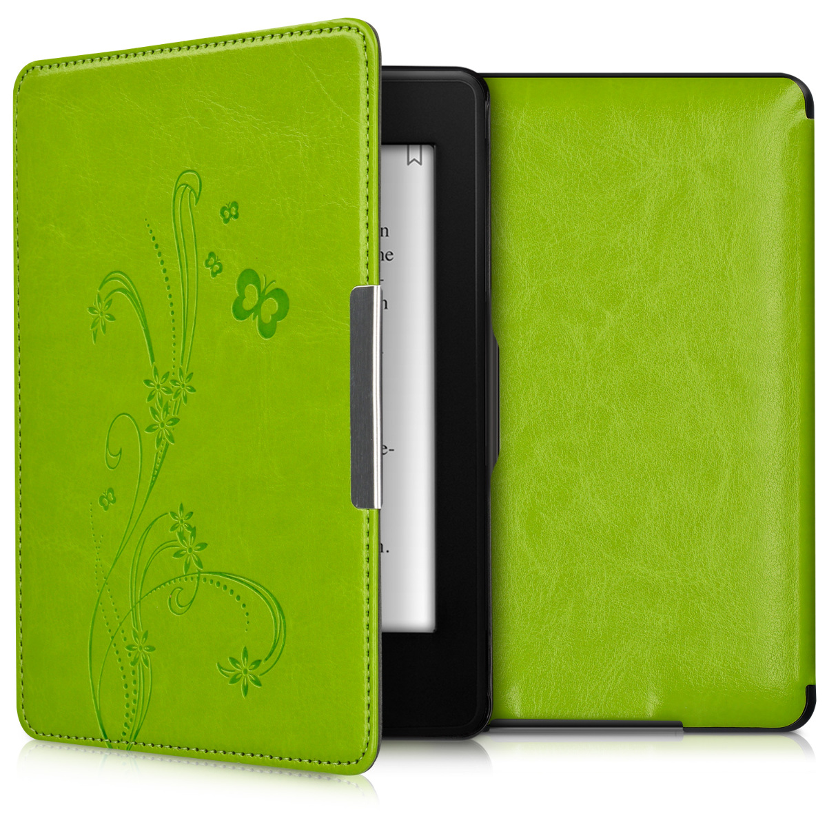 Pouzdro na čtečku kwmobile Kindle Paperwhite - Butterfly Tendril - světle zelená