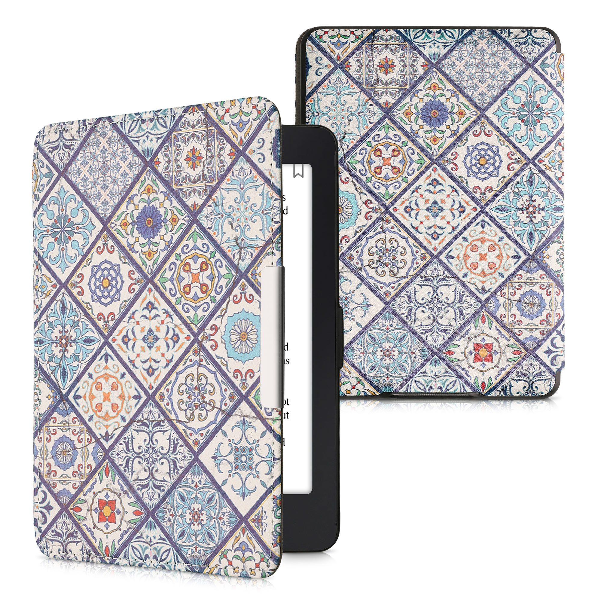 Pouzdro na čtečku kwmobile Kindle Paperwhite - Moroccan Vibes multicolor - modrá / oranžová / bílá