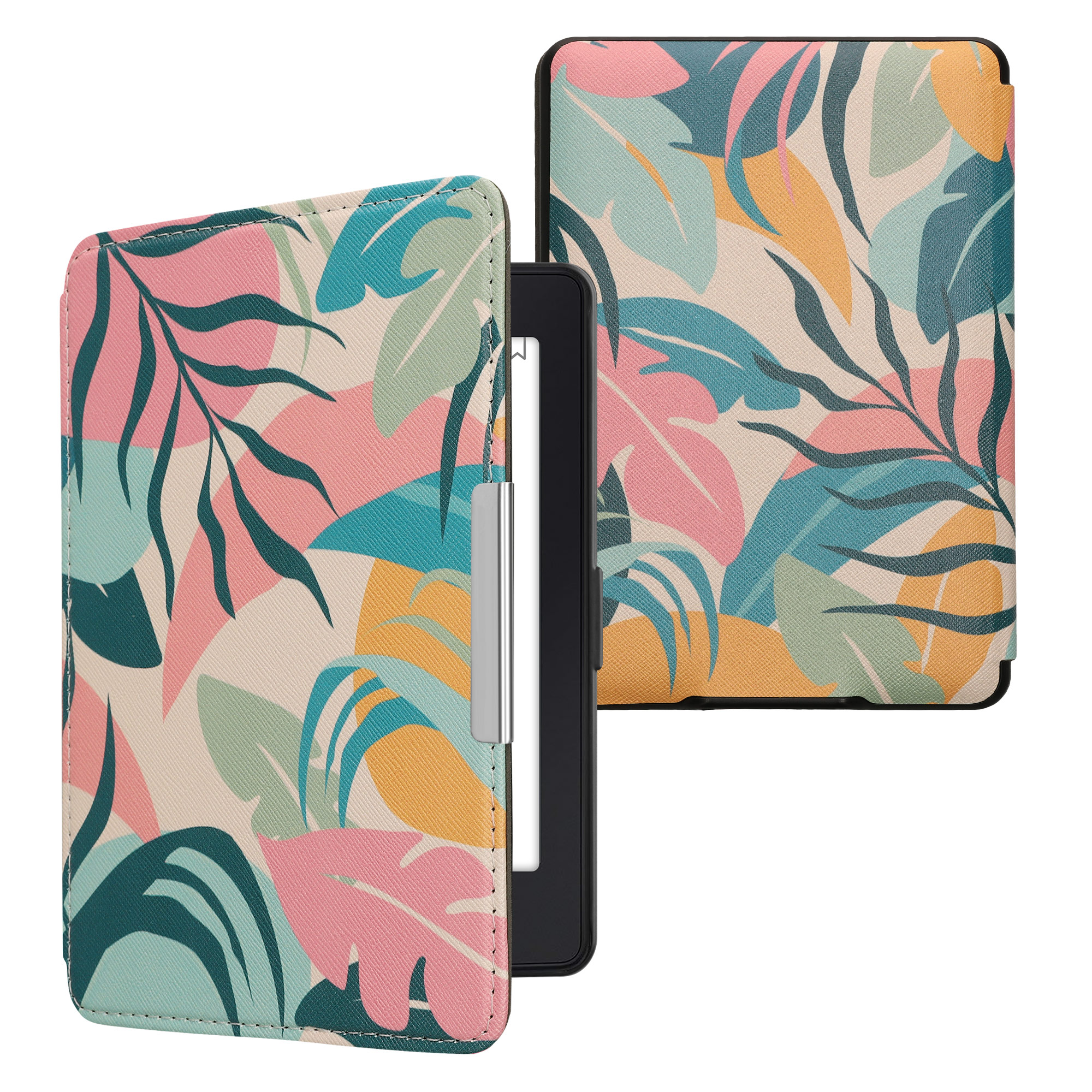 Pouzdro na čtečku kwmobile Kindle Paperwhite - Tropical Jungle - růžová / žlutá / zelená