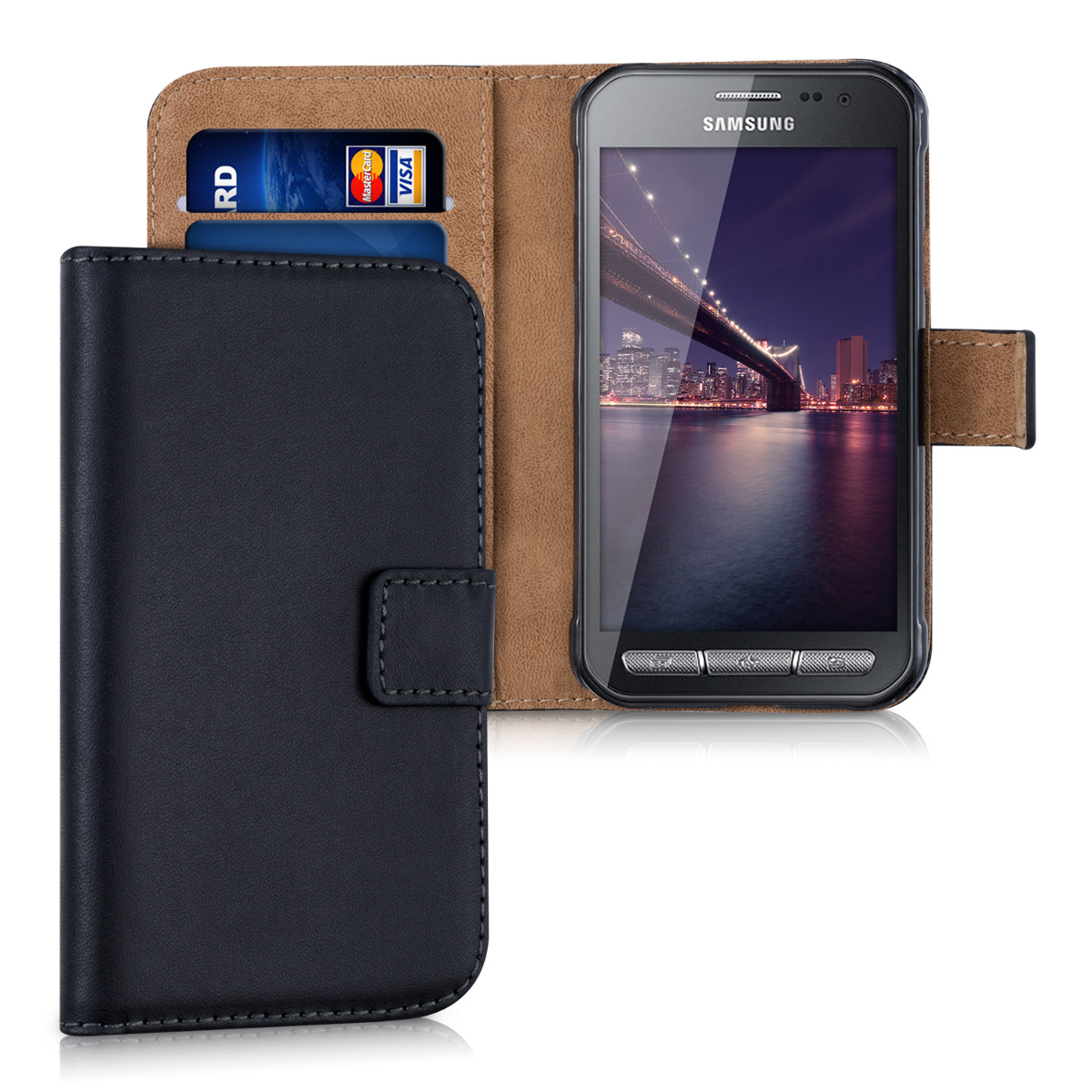 Flip pouzdro na mobil Galaxy Xcover 3 kwmobile peněženkové černý