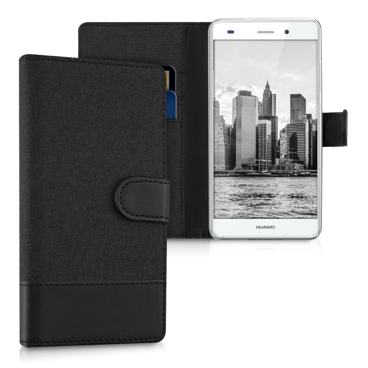Flipové pouzdro na mobil Huawei P8 Lite (2015) kwmobile - antracitová / černá