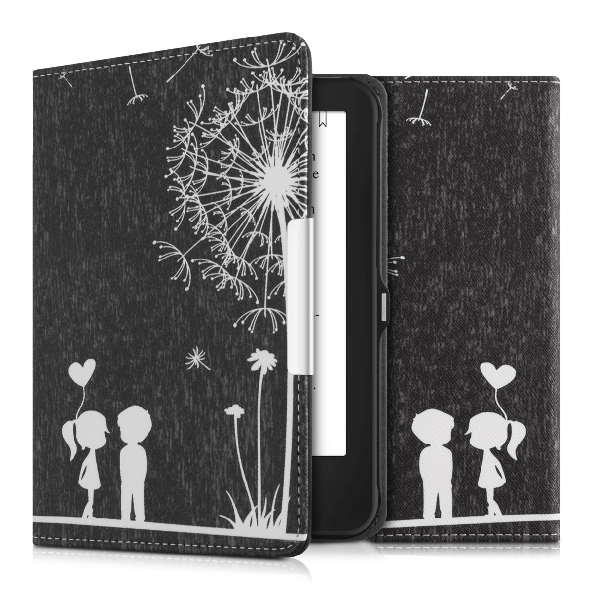 Pouzdro na čtečku Tolino Shine 2 HD kwmobile - dandelion love / bílá / černá