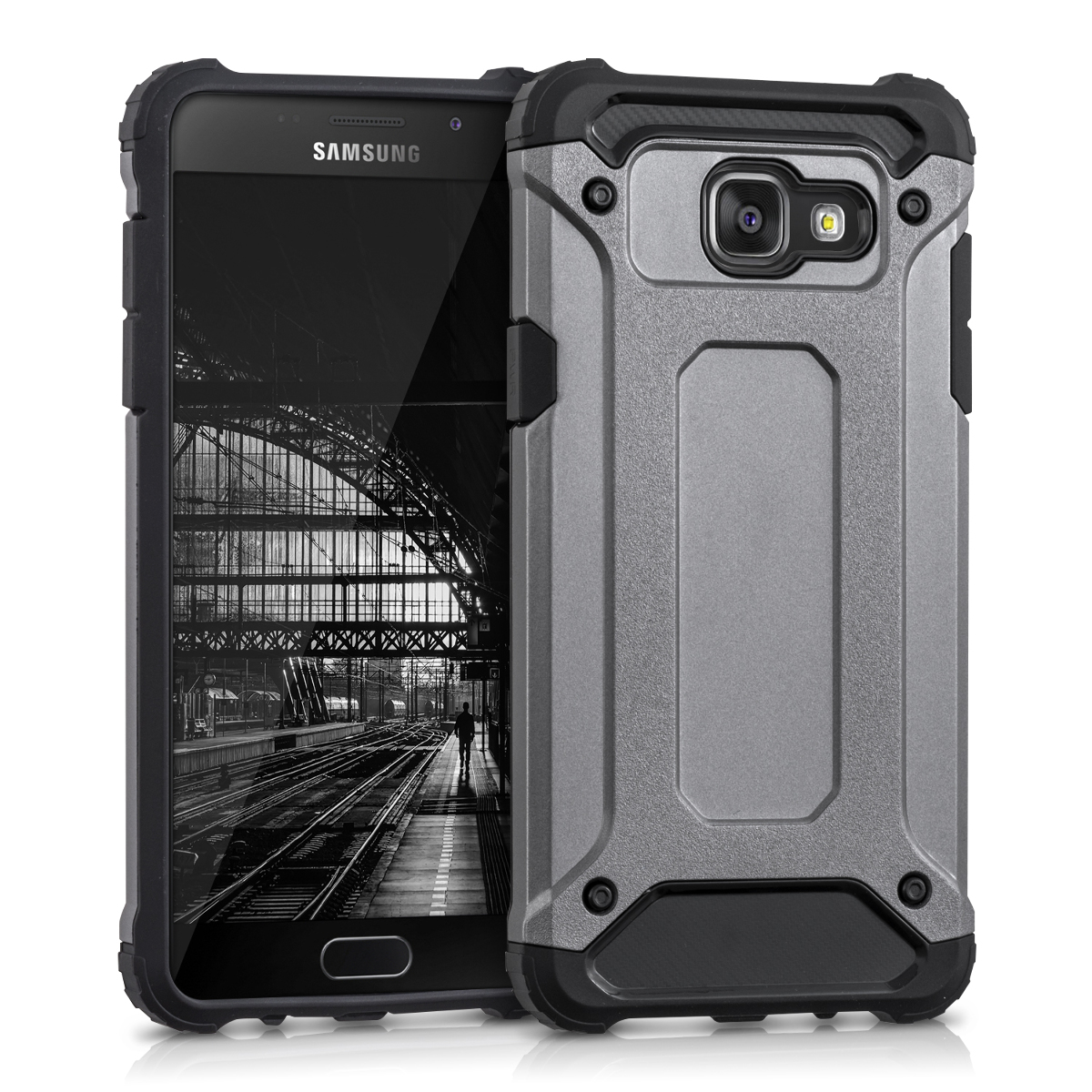 Odolný armor kryt na mobil Samsung Galaxy A5 (2016) kwmobile heavy duty Transformer - antracit / černá