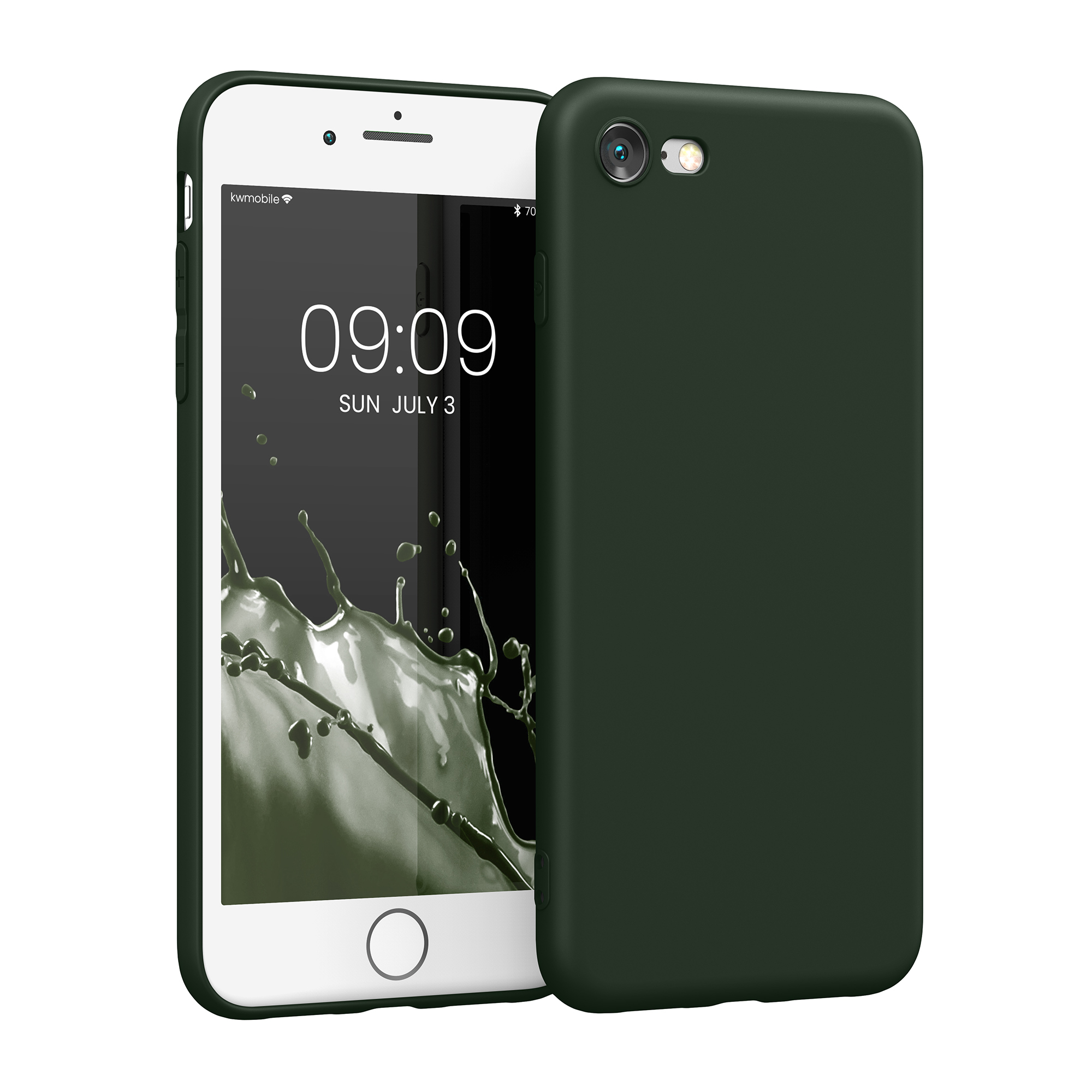 Silikonový TPU kryt kwmobile pro iPhone SE 2022/2020/8/7 - tmavě zelená matná