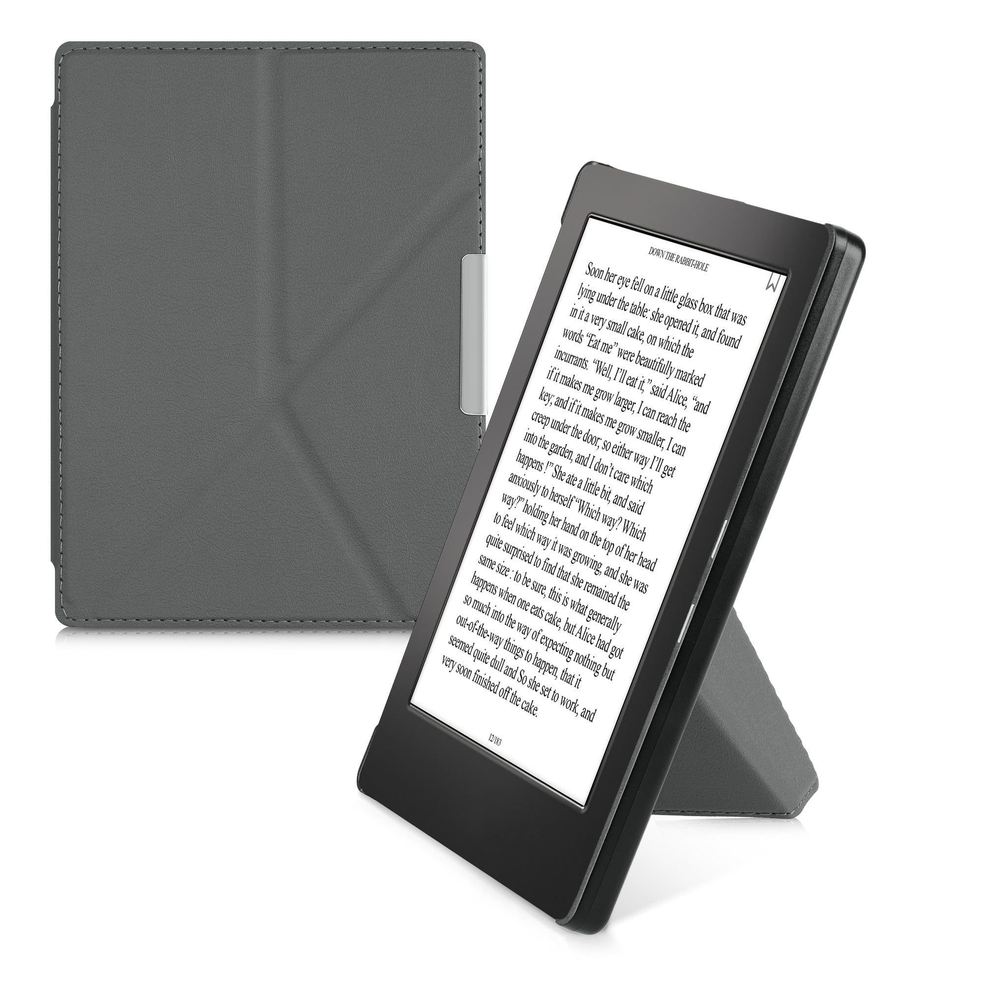 Obal pro Kobo Aura H2O Edition 1 kwmobile se stojánkem tenké z eko kůže - antracitová