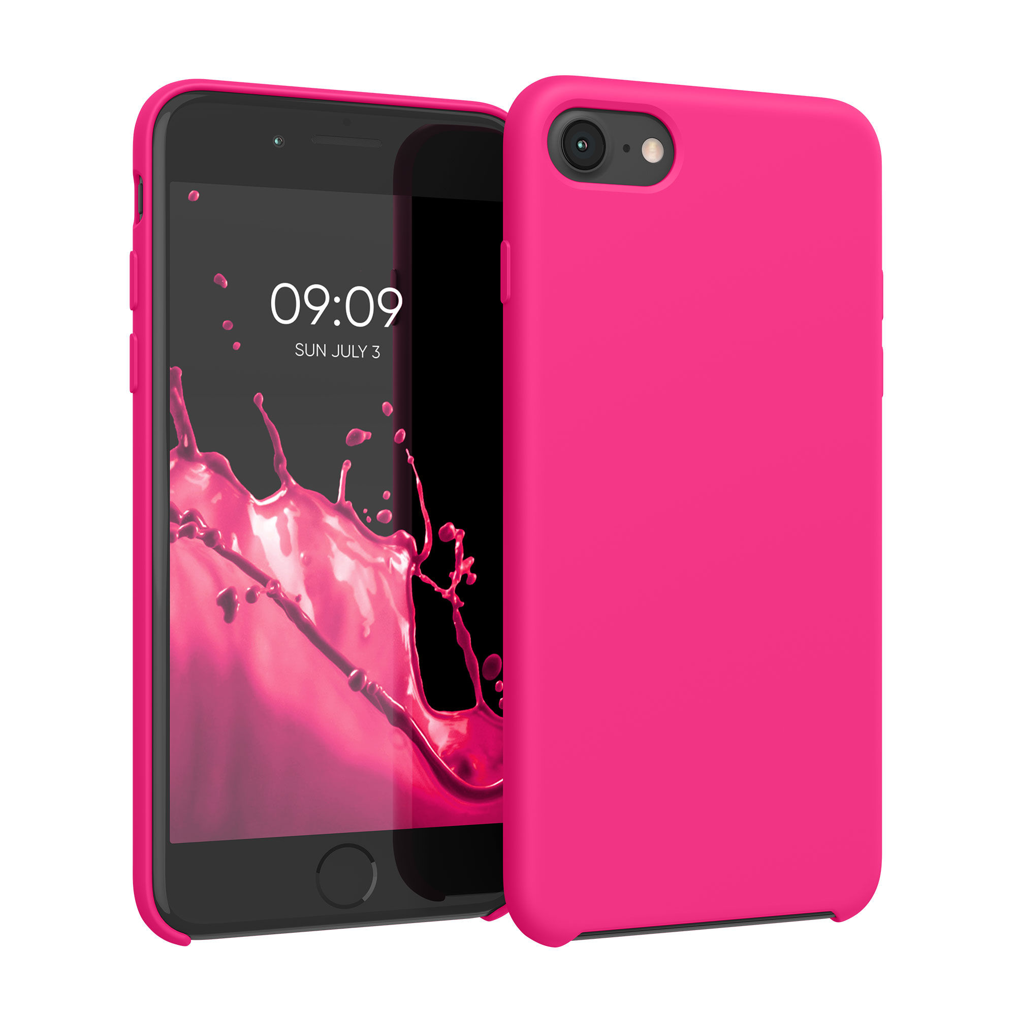 Silikonový TPU kryt kwmobile pro iPhone SE 2022/2020/8/7 - neonově růžová