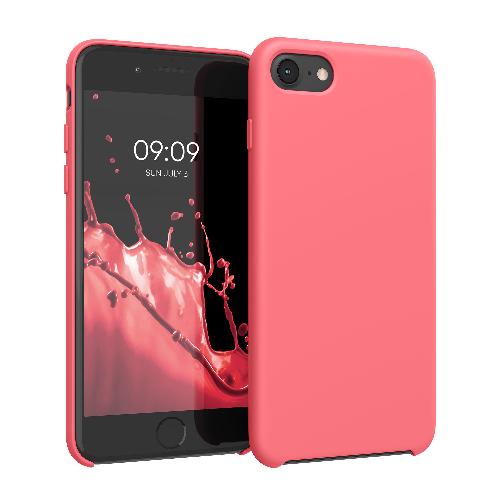 Silikonový TPU kryt kwmobile pro iPhone SE 2022/2020/8/7 - neonově korálová