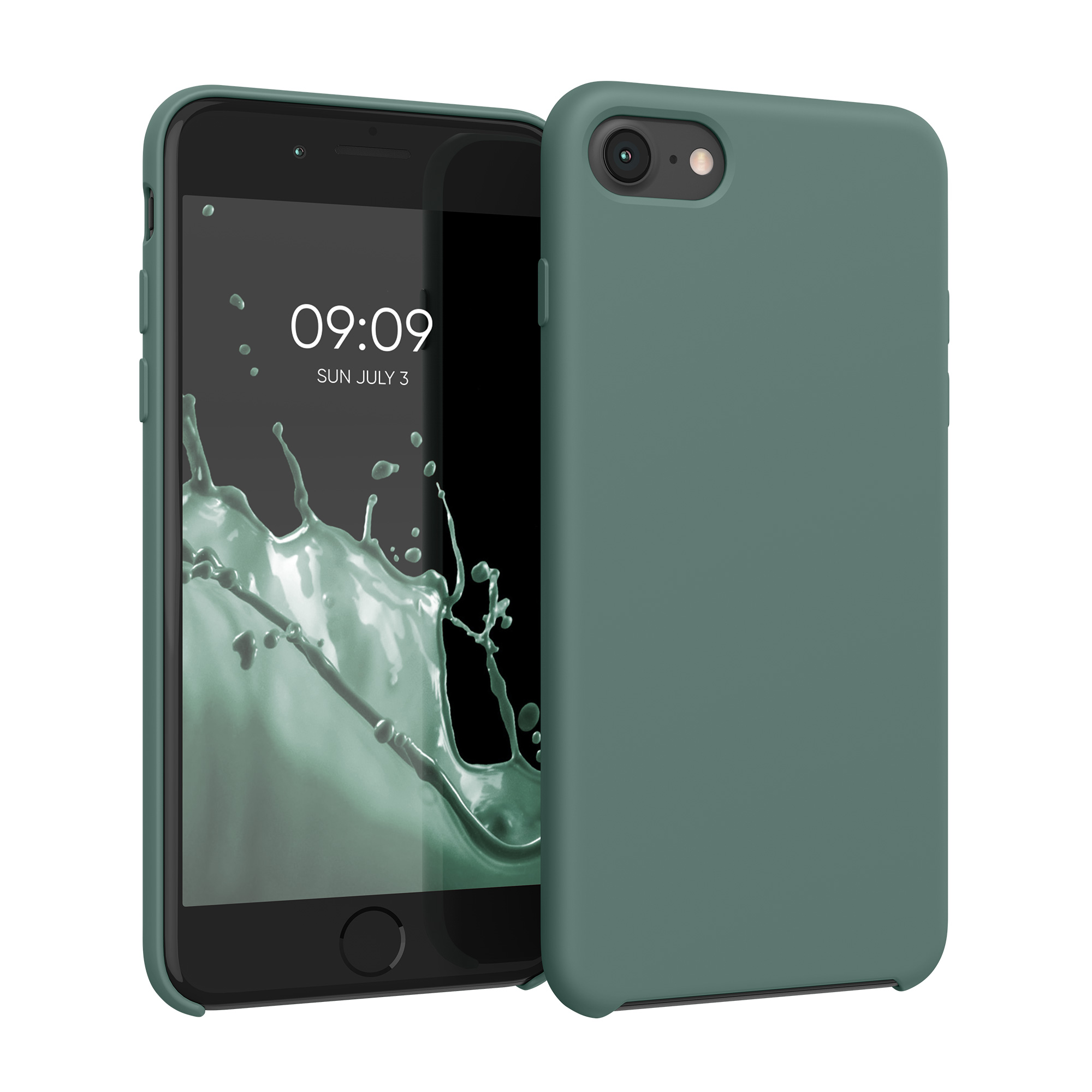 Silikonový TPU kryt kwmobile pro iPhone SE 2022/2020/8/7 - lesní zelená