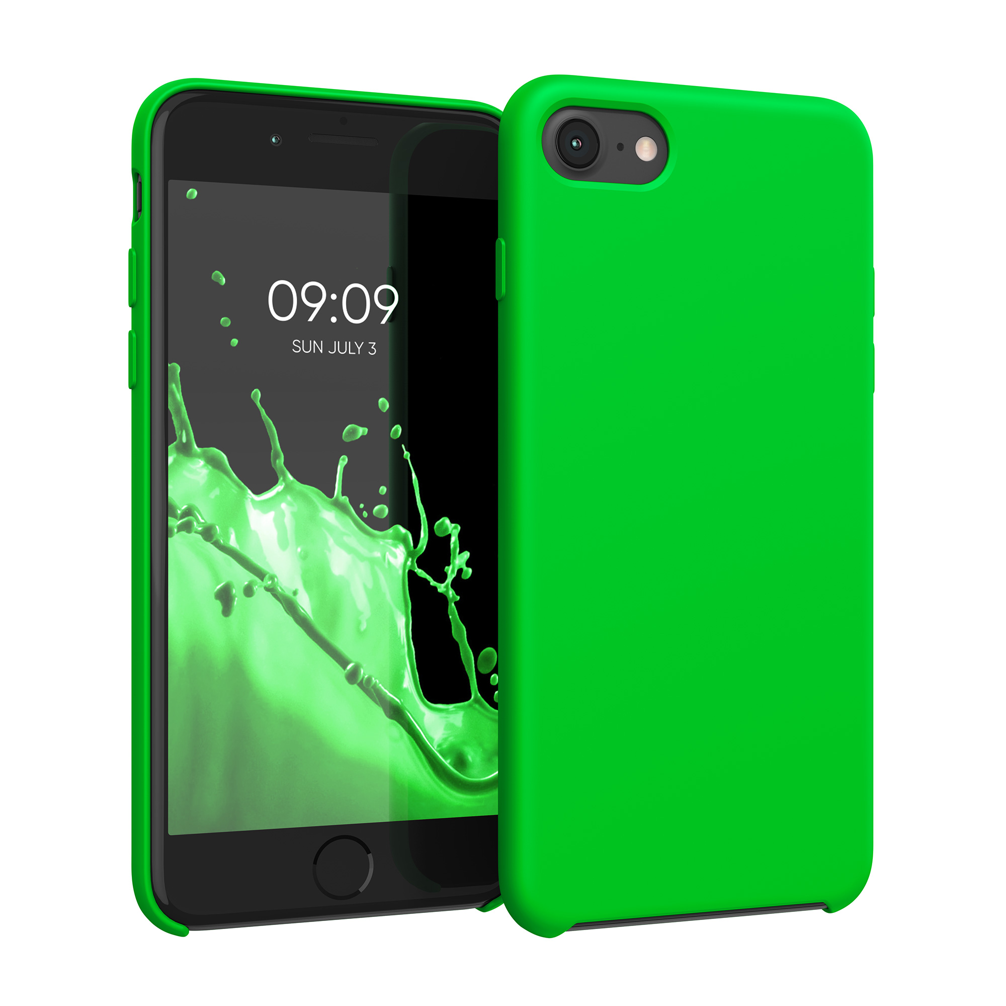 Silikonový TPU kryt kwmobile pro iPhone SE 2022/2020/8/7 - neonově zelená