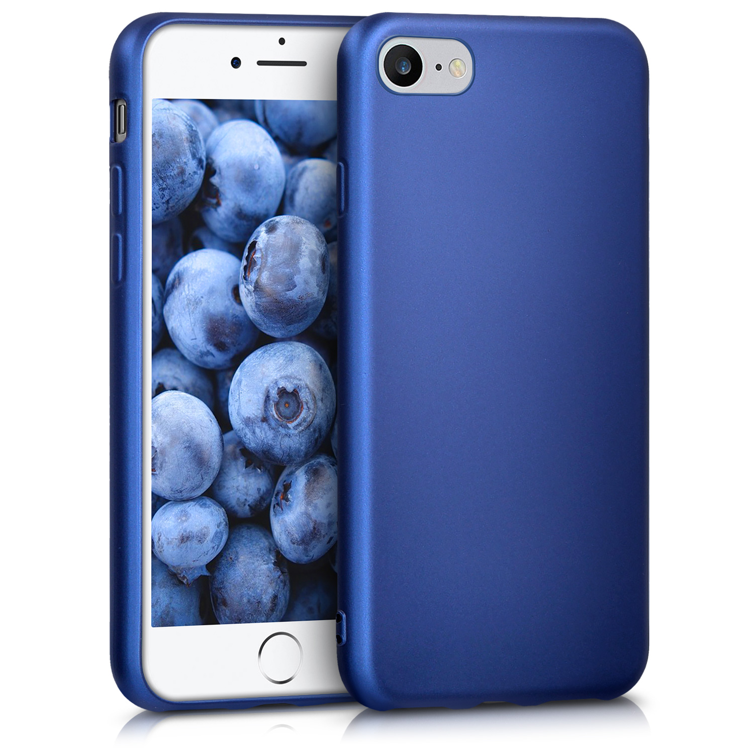 Metalický TPU kryt kwmobile pro iPhone SE 2022/2020/8/7 - metalická modrá