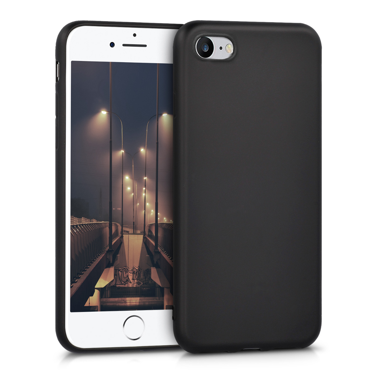 Metalický TPU kryt kwmobile pro iPhone SE 2022/2020/8/7 - metalická černá