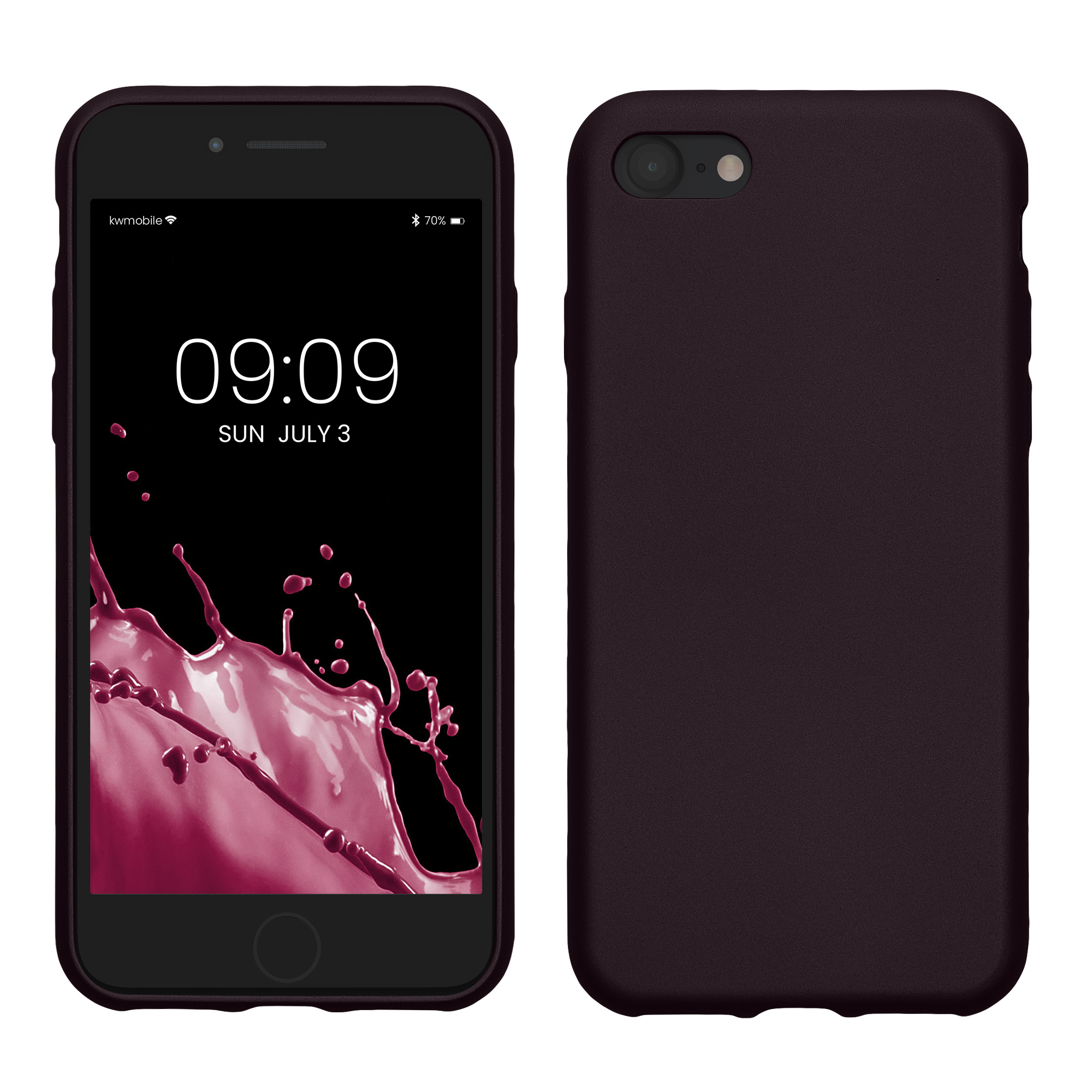 Pouzdro pro Apple iPhone SE (2022) / SE (2020) / 8 / 7 kwmobile tenké metalické silikonové - metalická bordó