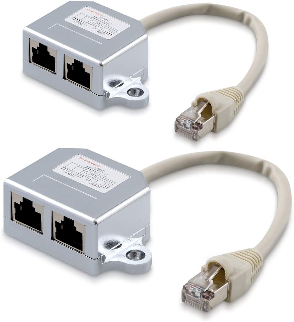 Síťový RJ45 rozbočovač kwmobile - 2 ks - RJ45 síťový rozbočovač 1x RJ45 na 2x RJ45 - Cat5/Cat6