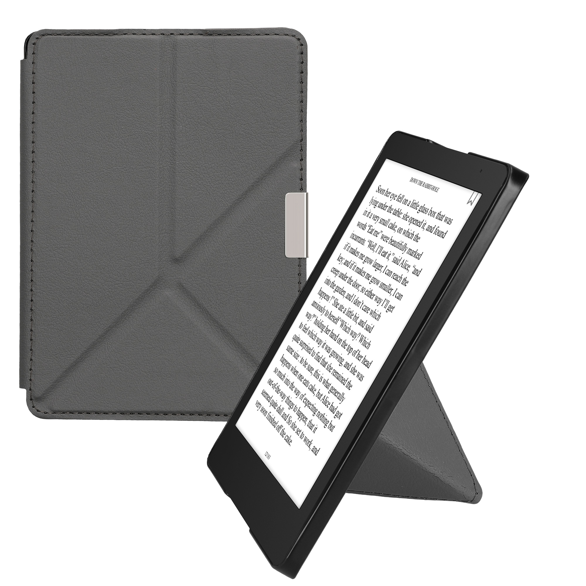 Obal pro Kobo Aura Edition 2 kwmobile se stojánkem tenké z eko kůže - antracitová