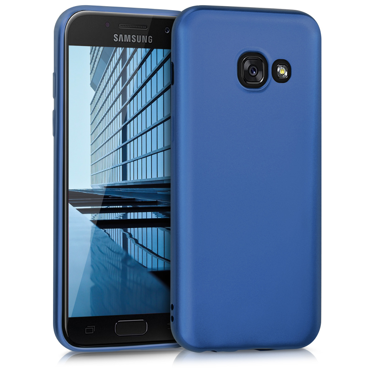 Kryt na mobil Samsung Galaxy A3 (2017) kwmobile TPU metalický Metalická modrá