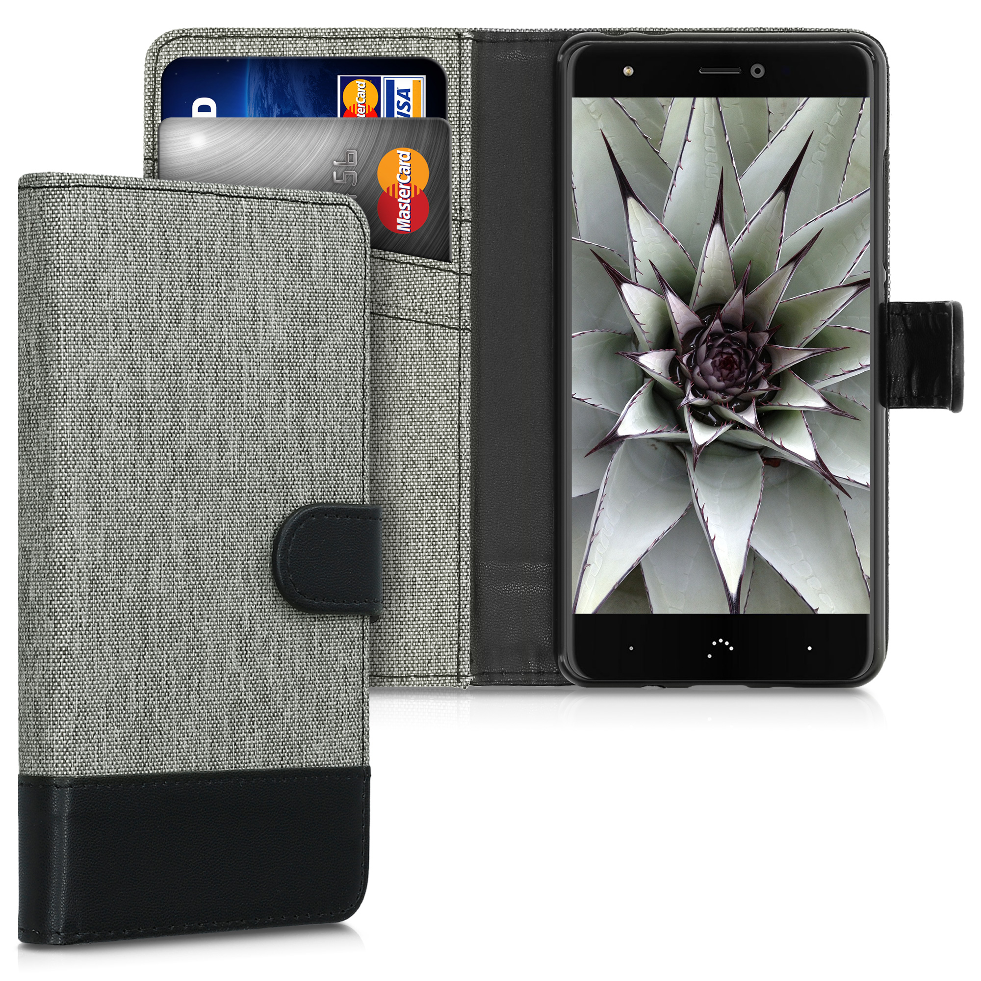Flip pouzdro bq Aquaris X / X Pro kwmobile - šedá a černá 