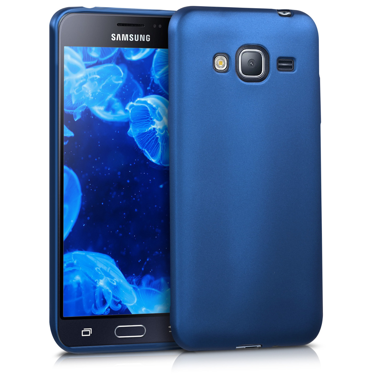 Metalický kryt na mobil Samsung Galaxy J3 (2016) DUOS kwmobile metalicky modrý