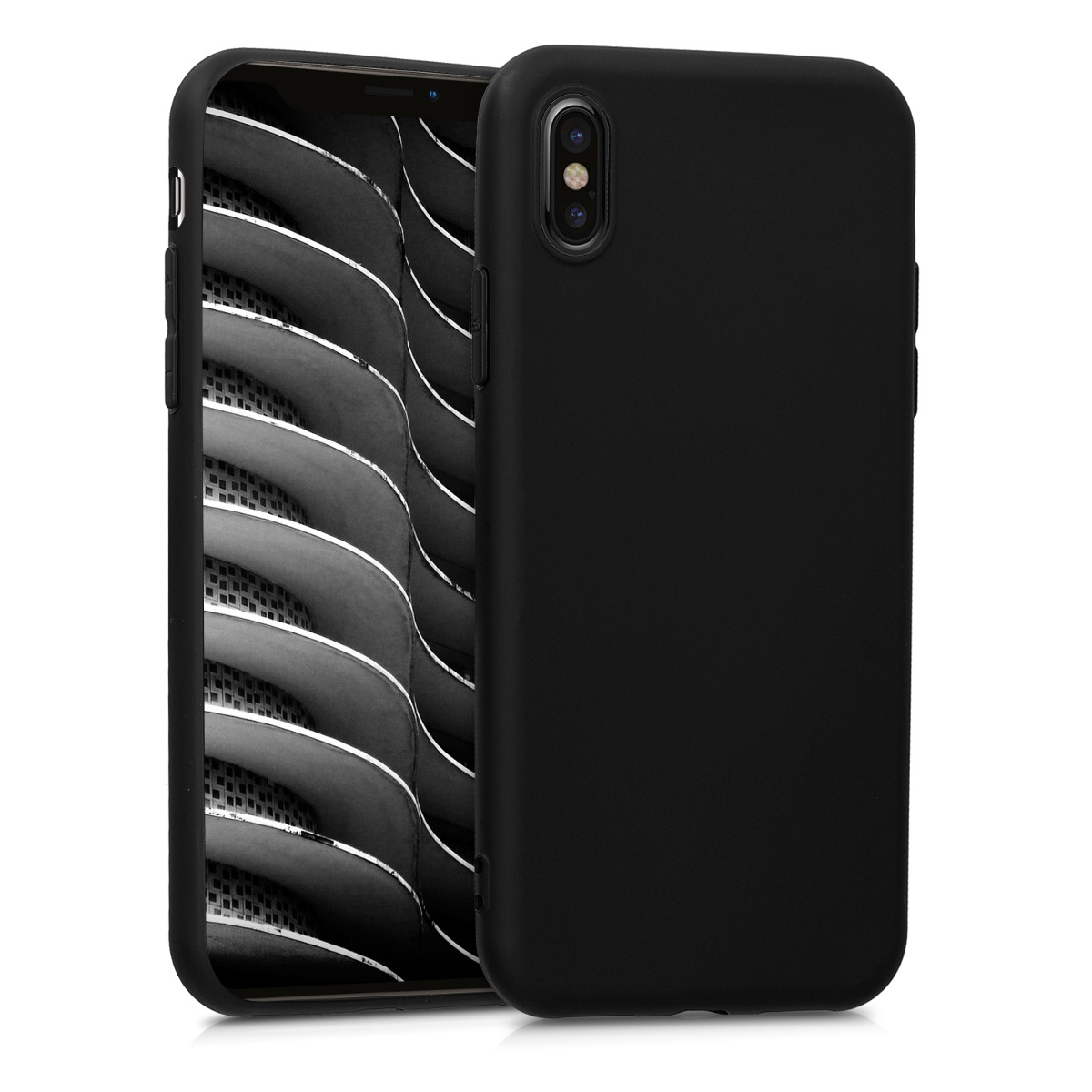 kwmobile měkký ochranný TPU kryt pro Apple iPhone X, nárazuvzdorný, kompatibilní s bezdrátovým nabíjením, matně černá