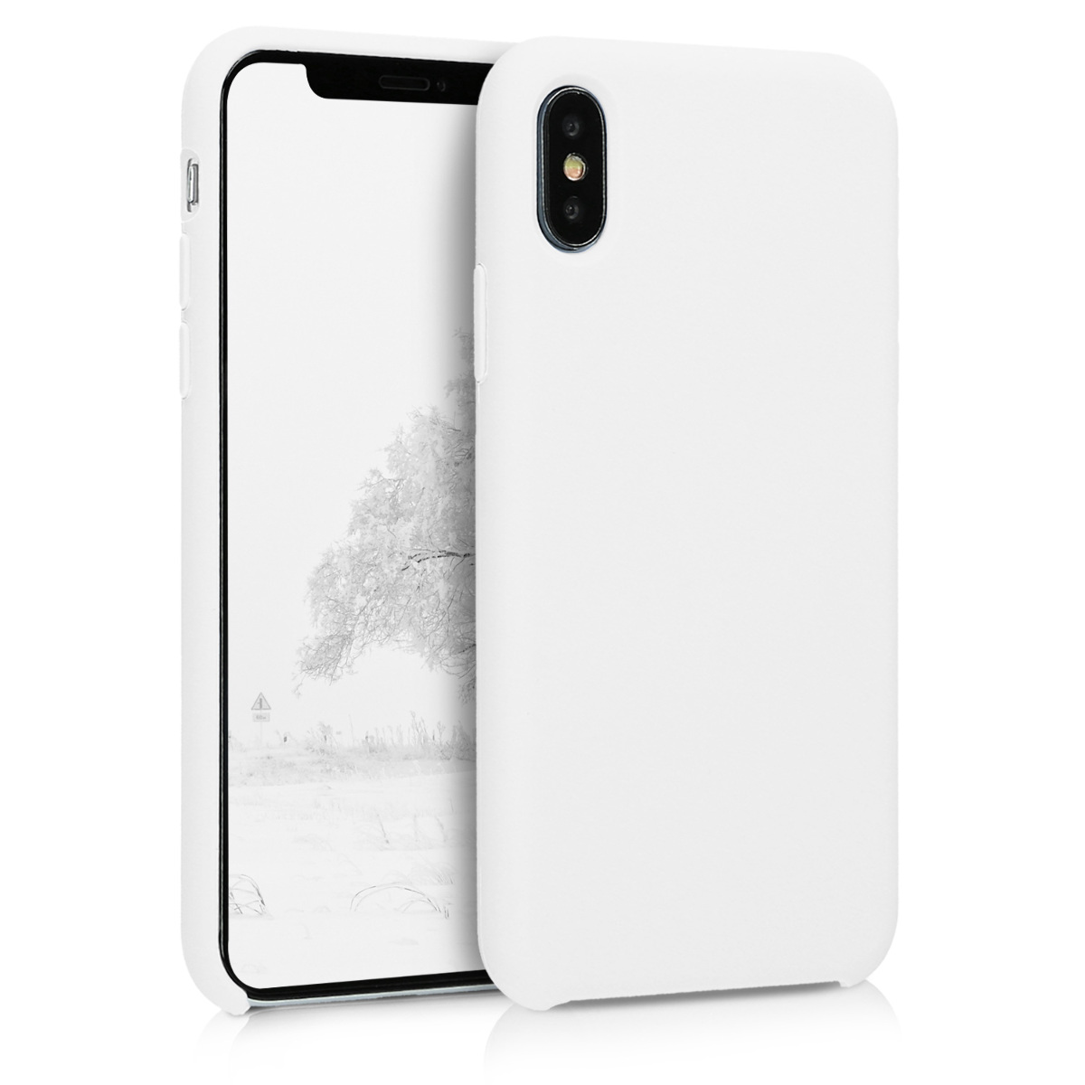 kwmobile měkký ochranný silikonový kryt pro Apple iPhone X, nárazuvzdorný, kompatibilní s bezdrátovým nabíjením, bílá