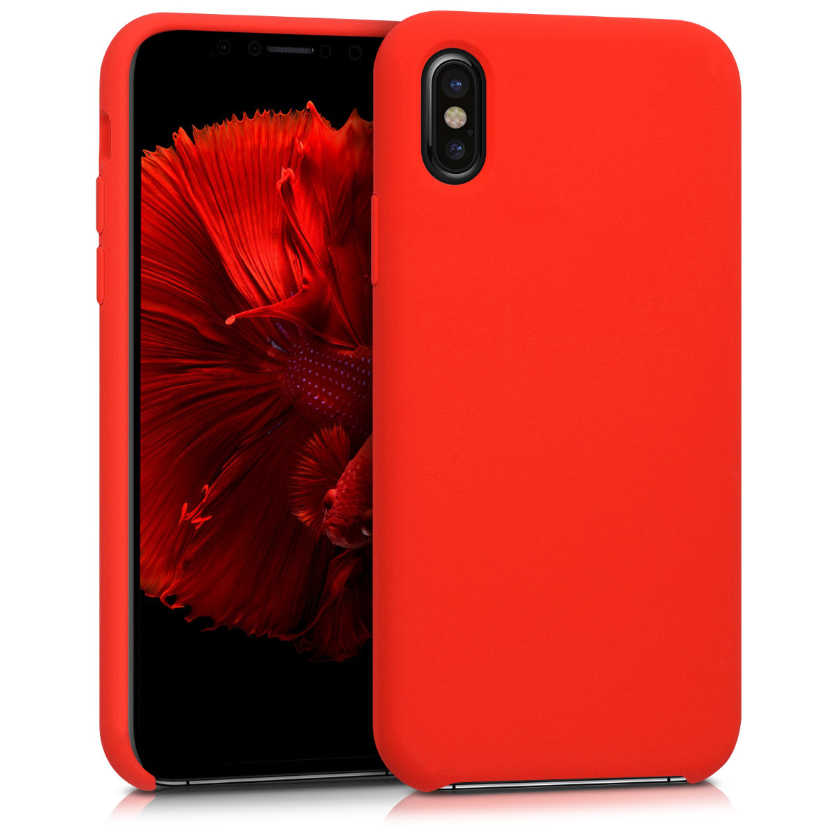 kwmobile měkký ochranný silikonový kryt pro Apple iPhone X, nárazuvzdorný, kompatibilní s bezdrátovým nabíjením, červená