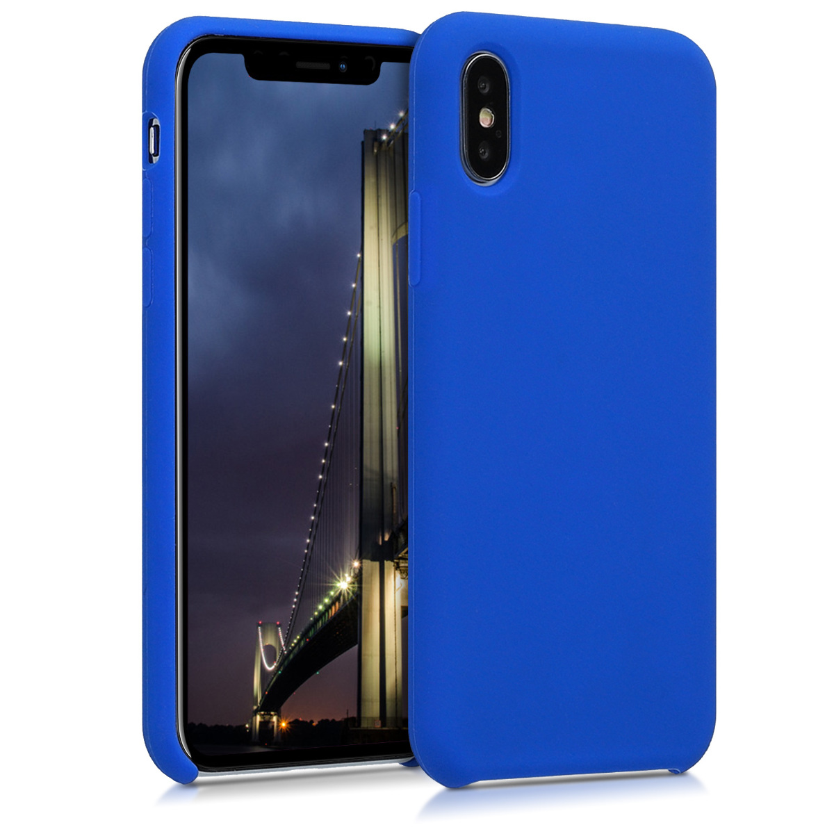 kwmobile měkký ochranný silikonový kryt pro Apple iPhone X, nárazuvzdorný, kompatibilní s bezdrátovým nabíjením, baltská modrá